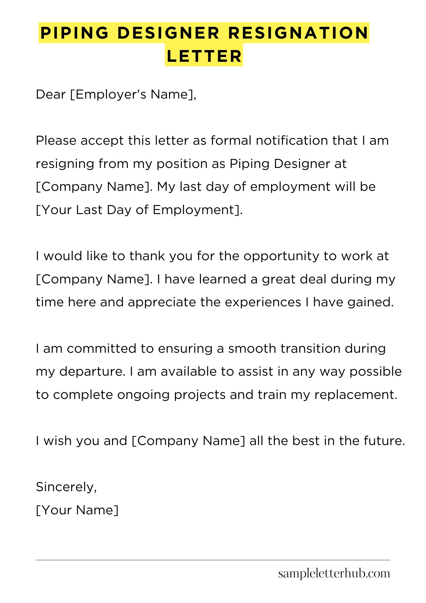 Piping Designer Resignation Letter
