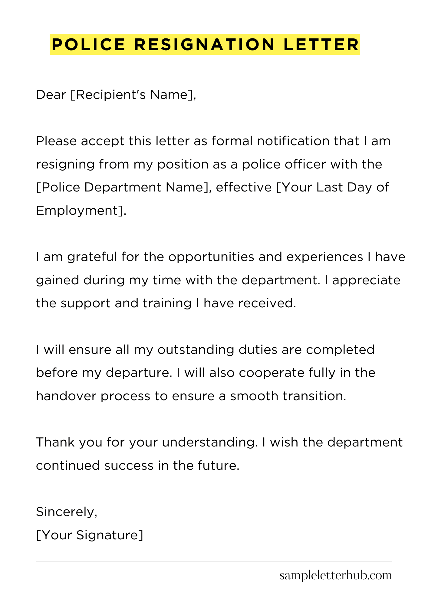 Police Resignation Letter