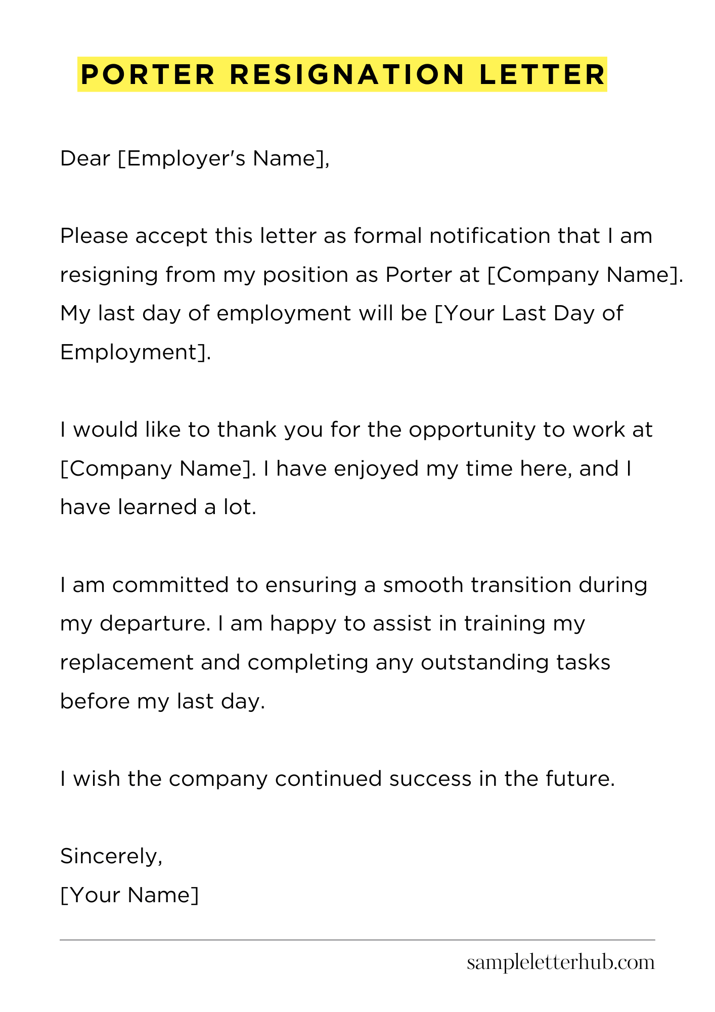 Porter Resignation Letter