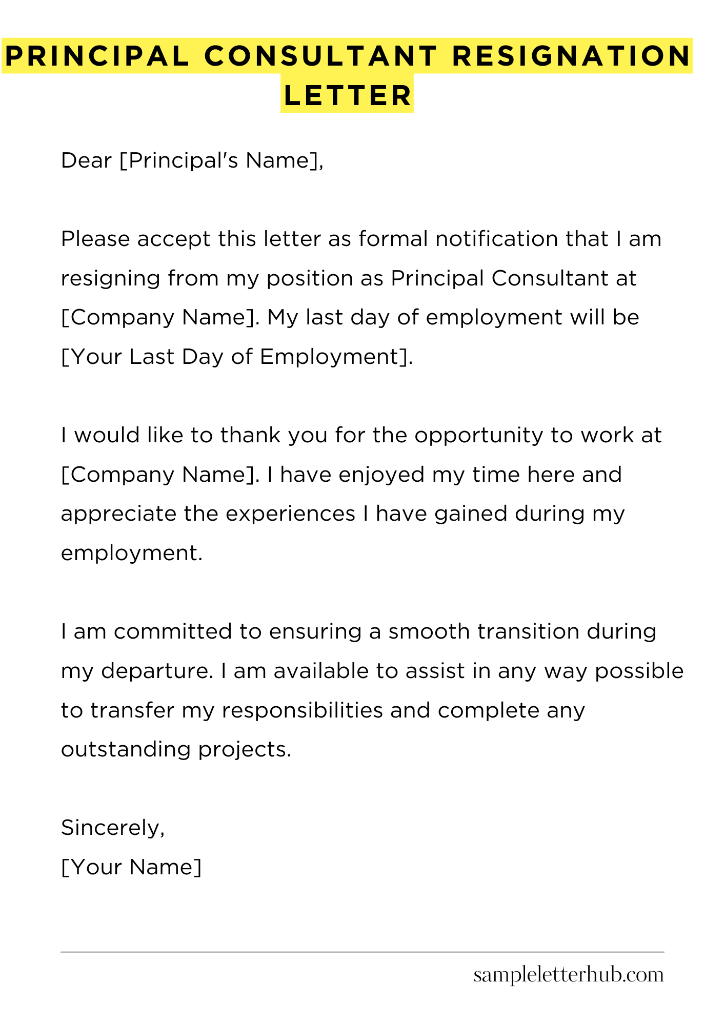 Principal Consultant Resignation Letter
