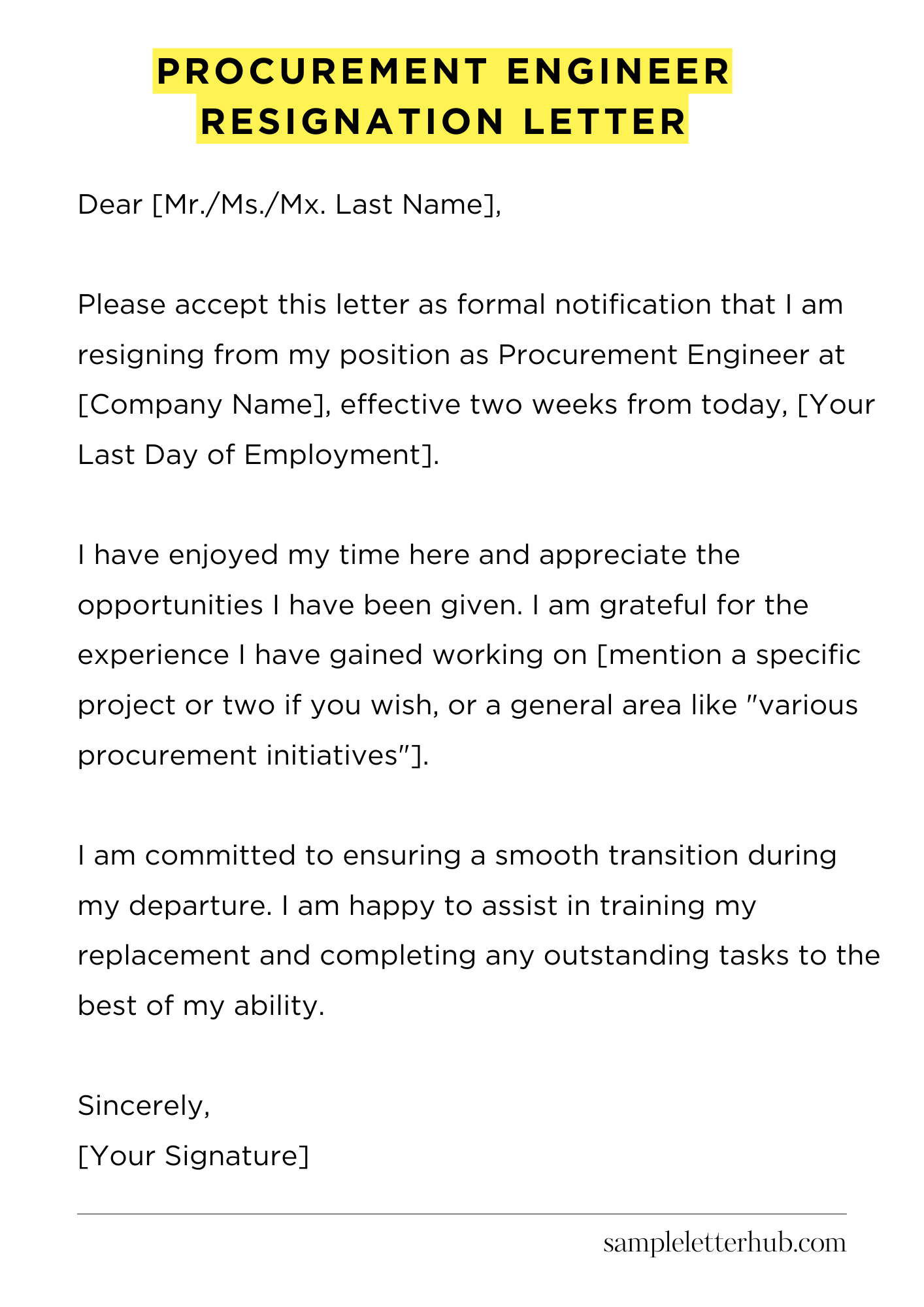 Procurement Engineer Resignation Letter