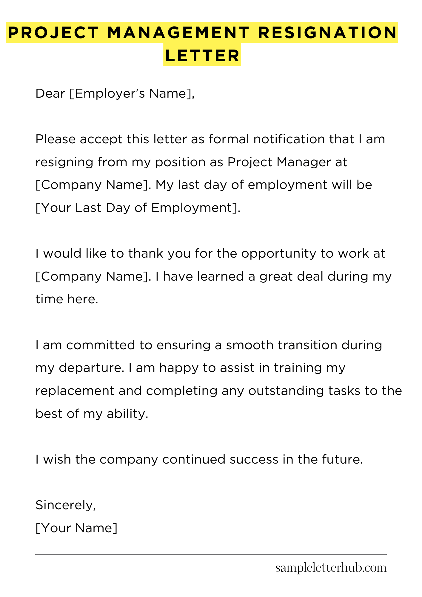 Project Management Resignation Letter