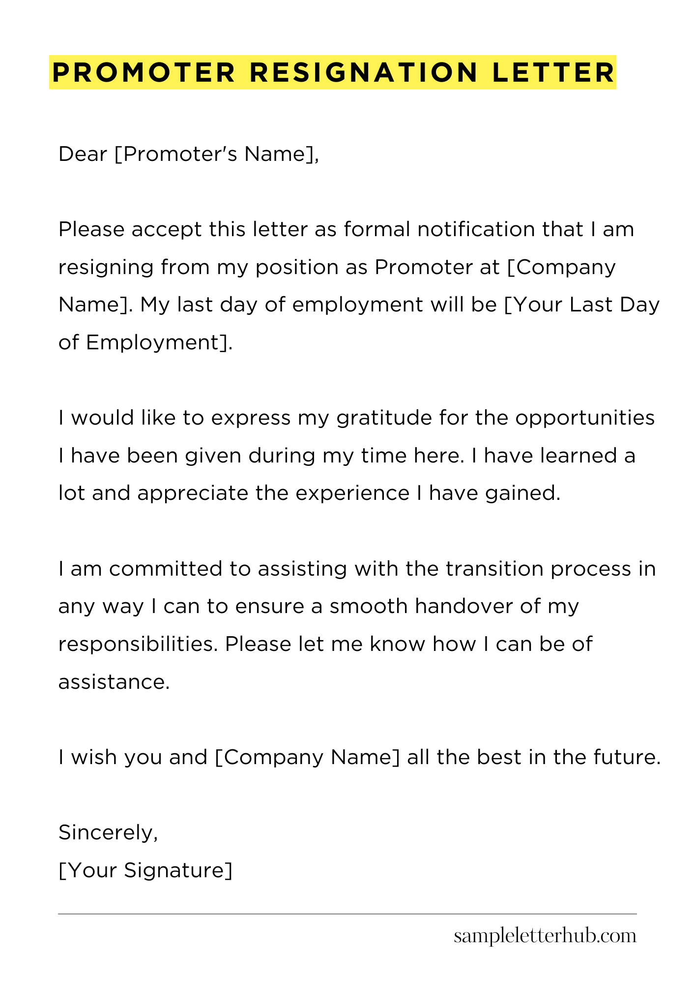 Promoter Resignation Letter