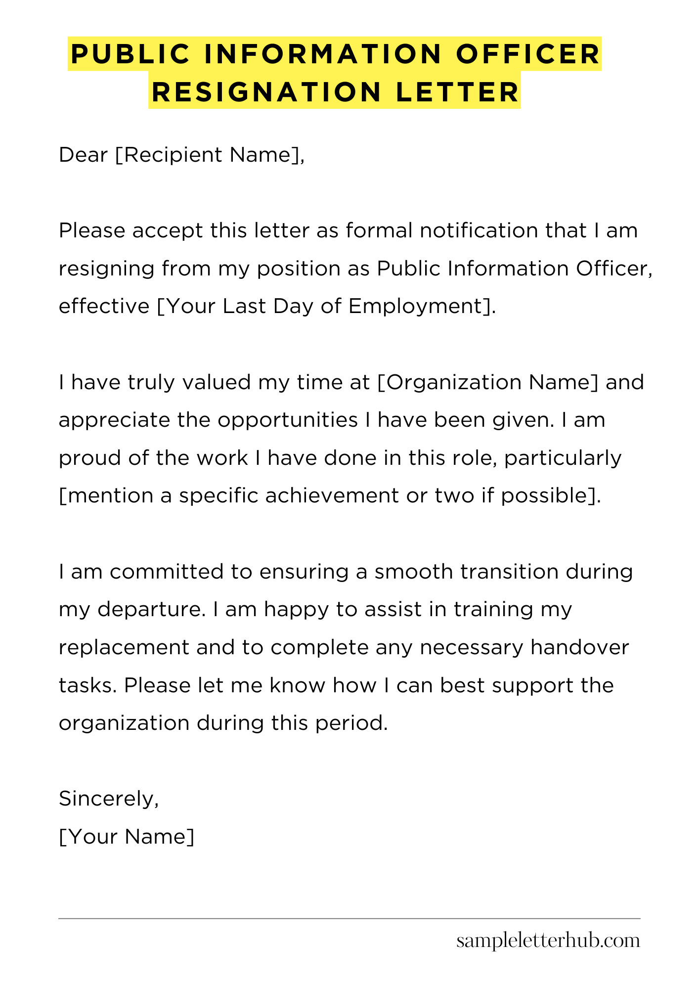 Public Information Officer Resignation Letter