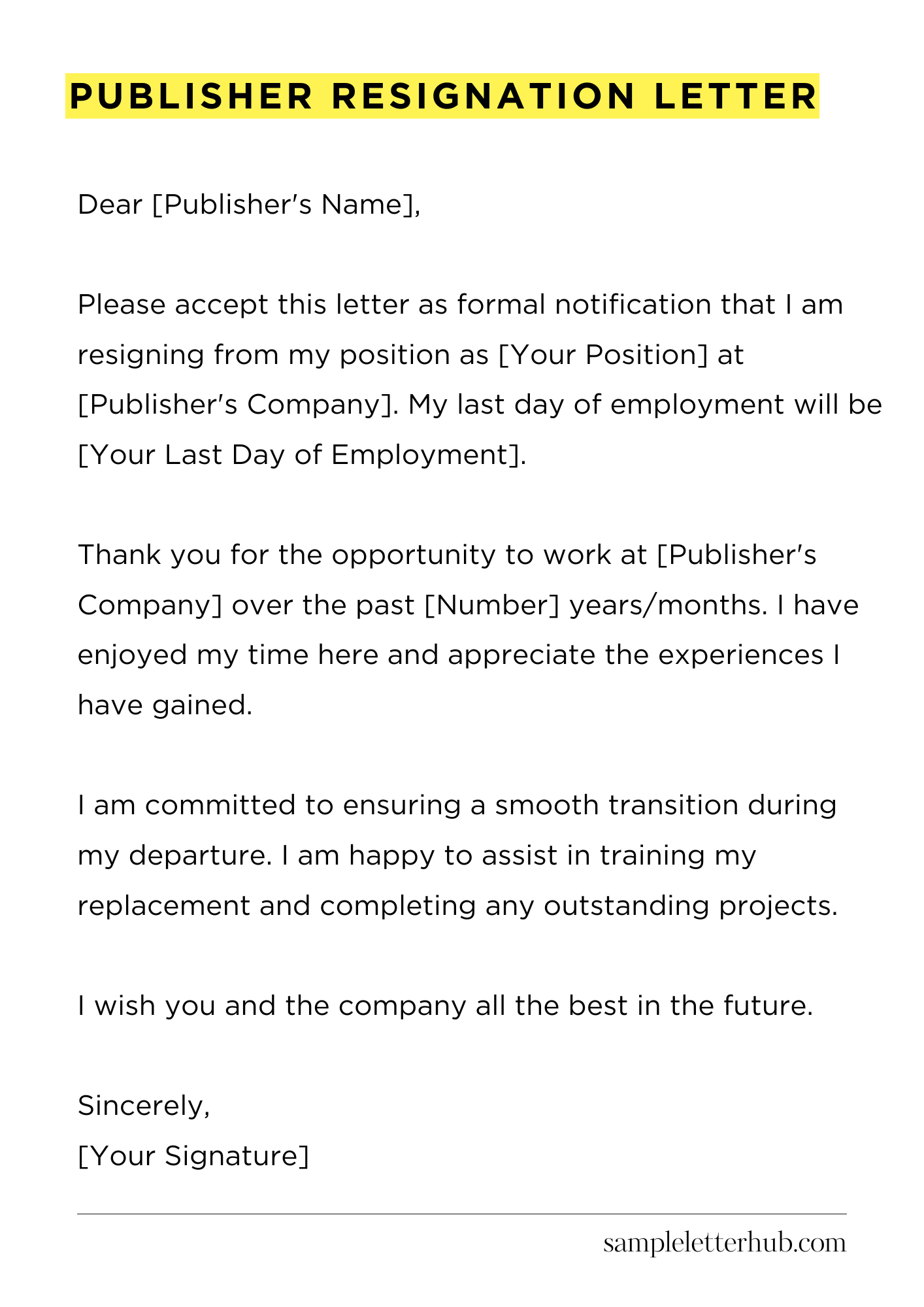 Publisher Resignation Letter