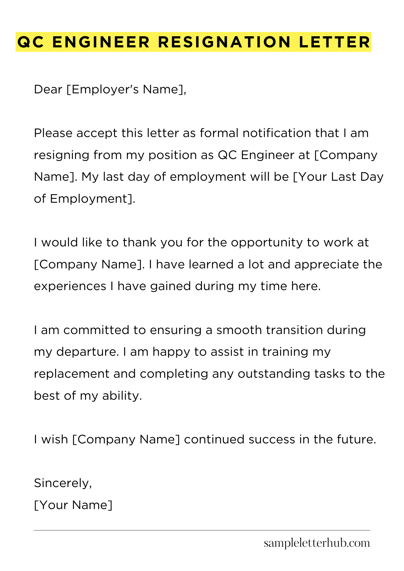 Qc Engineer Resignation Letter