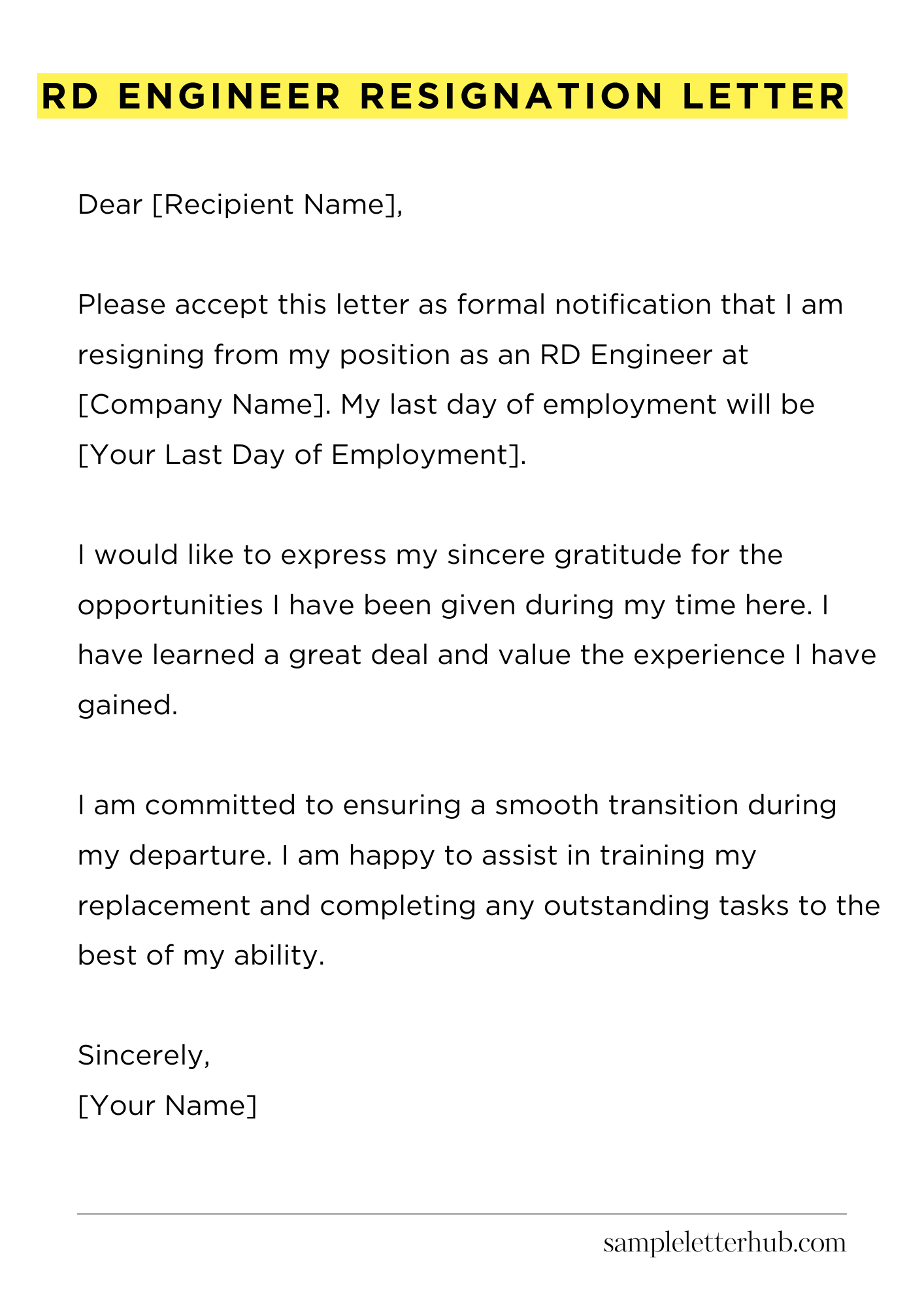 Rd Engineer Resignation Letter