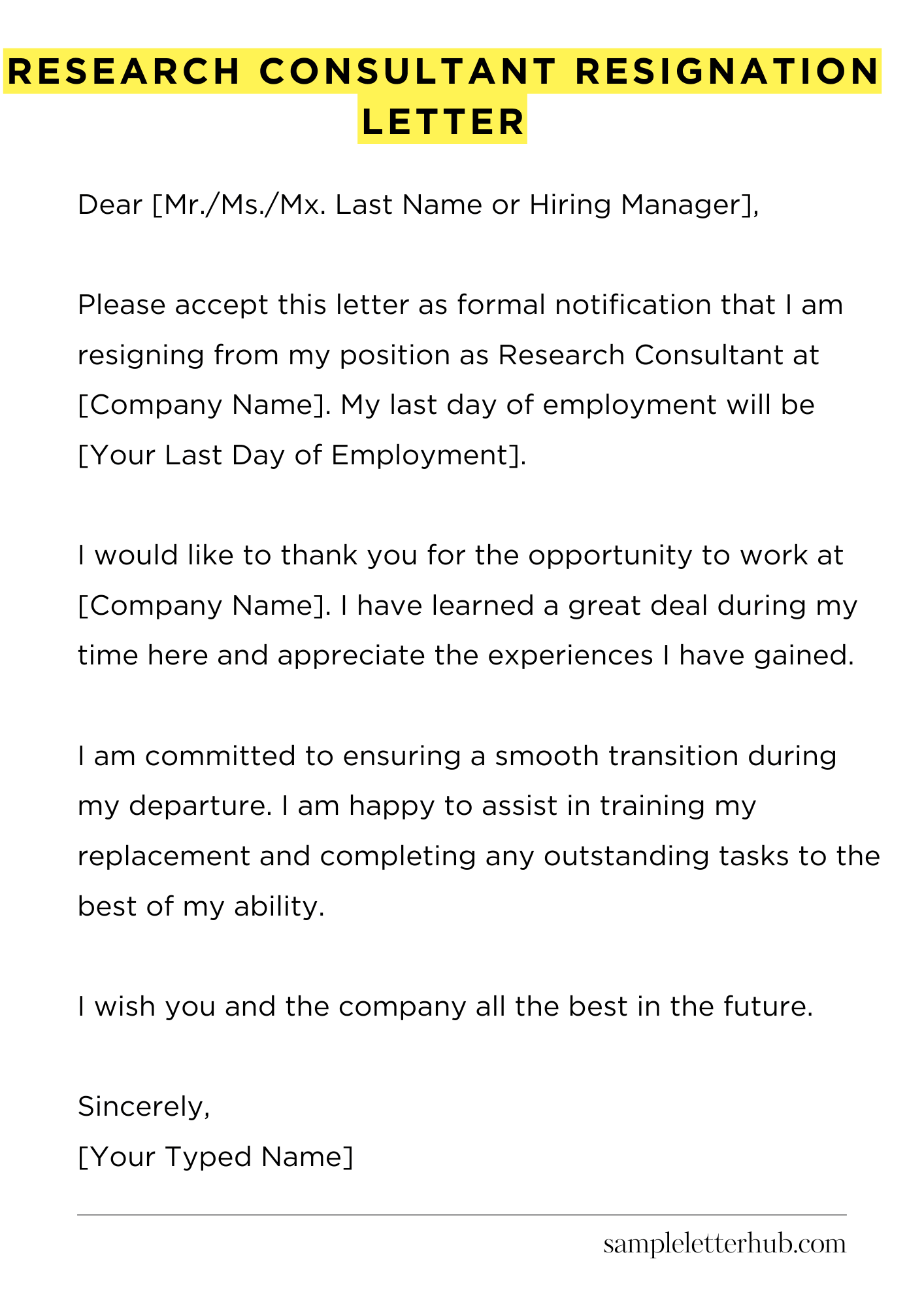 Research Consultant Resignation Letter