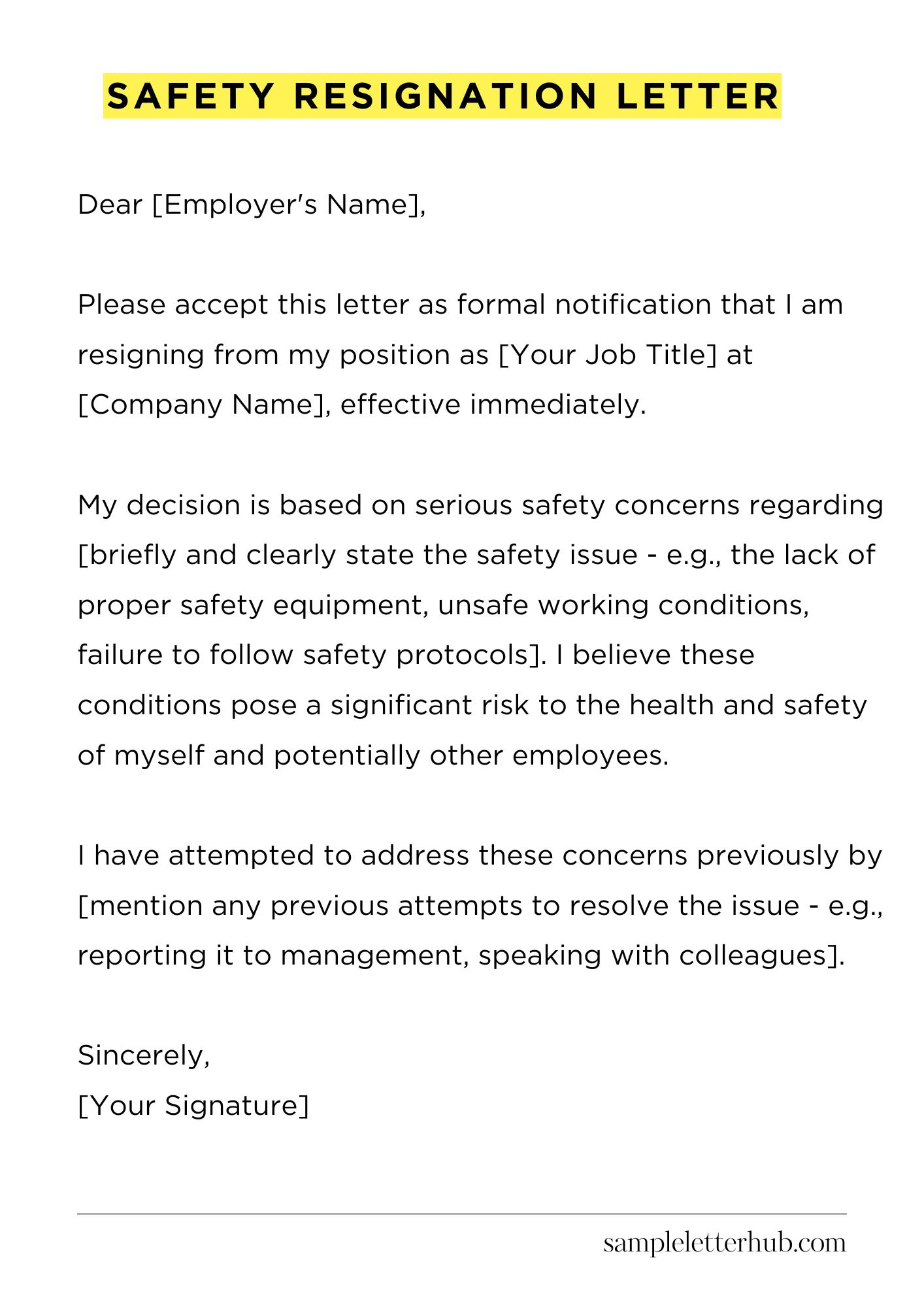 Safety Resignation Letter
