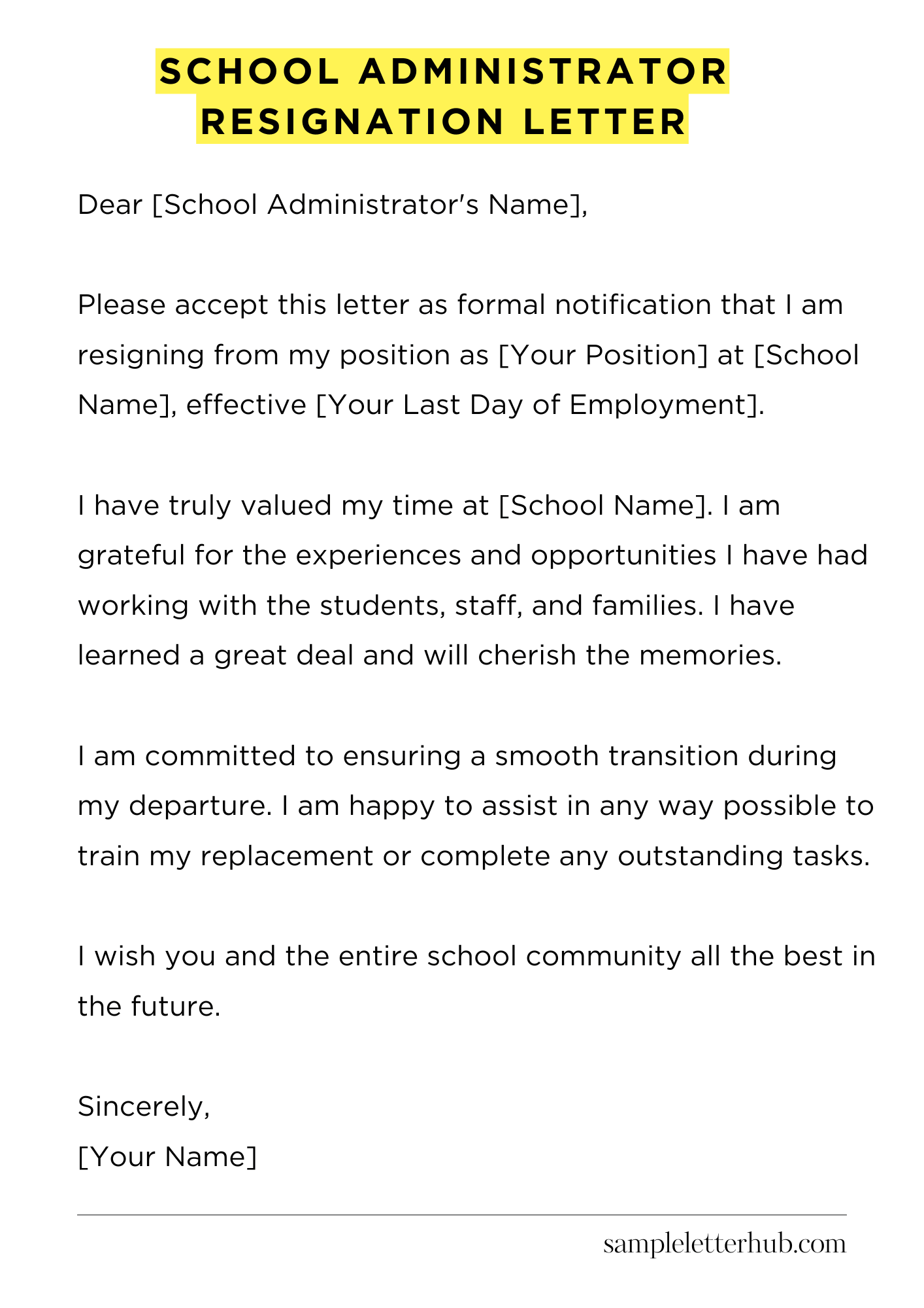 School Administrator Resignation Letter