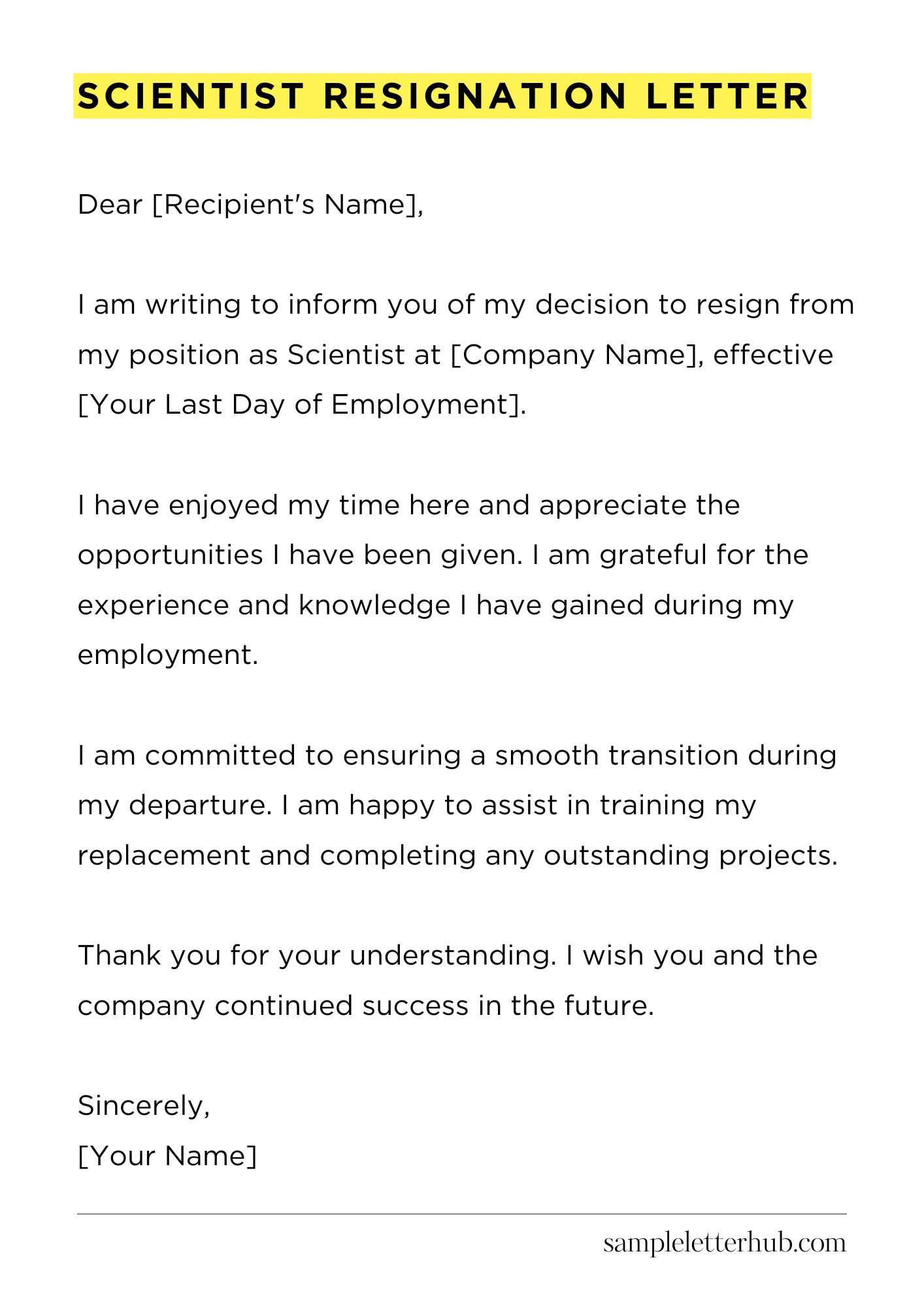 Scientist Resignation Letter