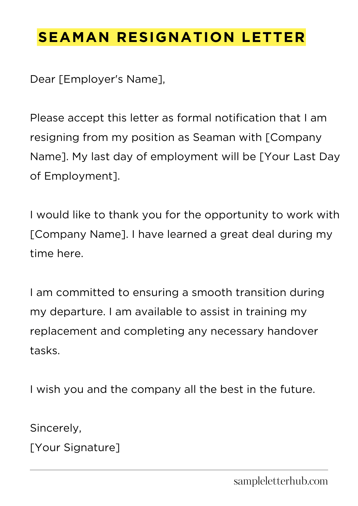 Seaman Resignation Letter