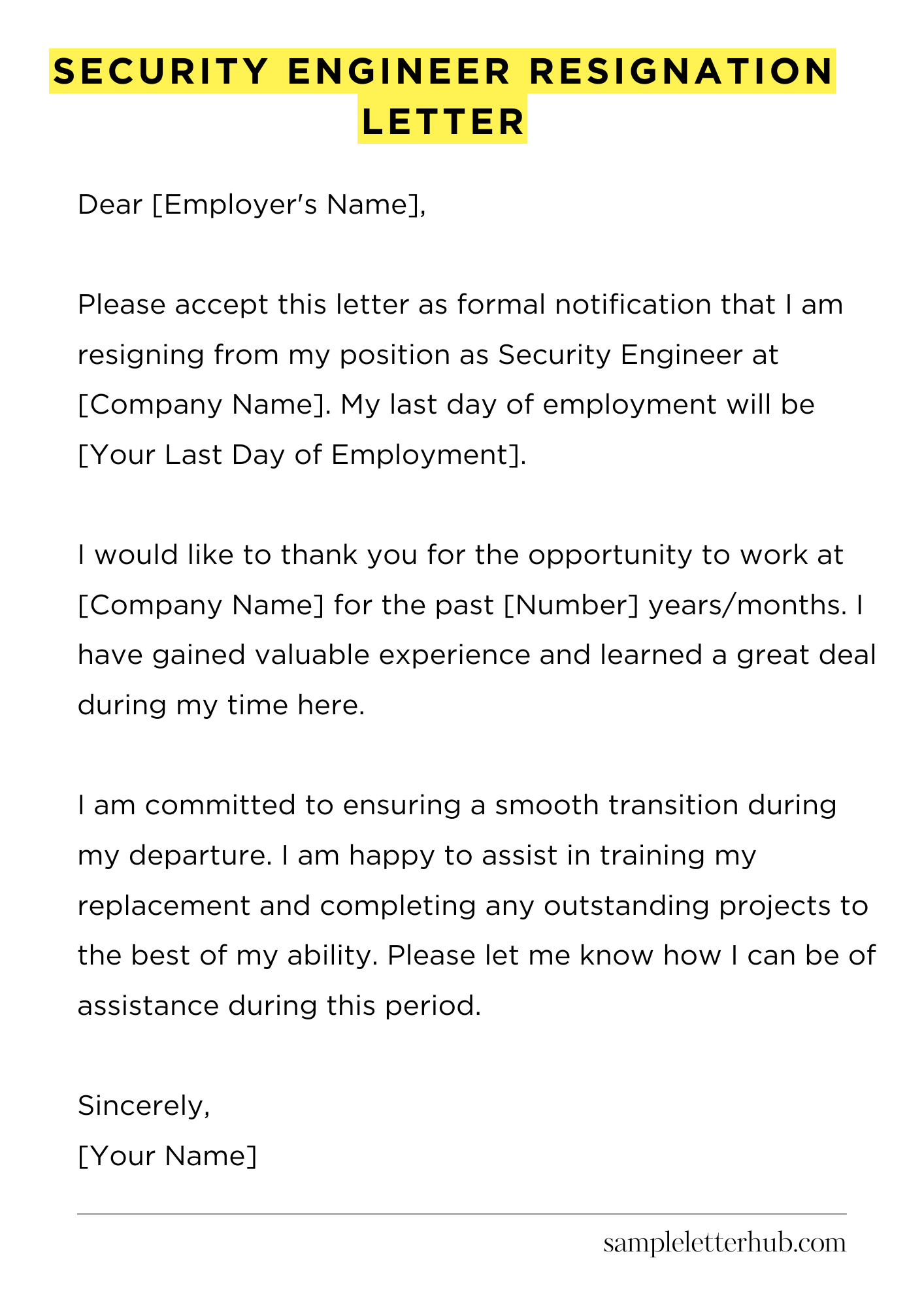 Security Engineer Resignation Letter