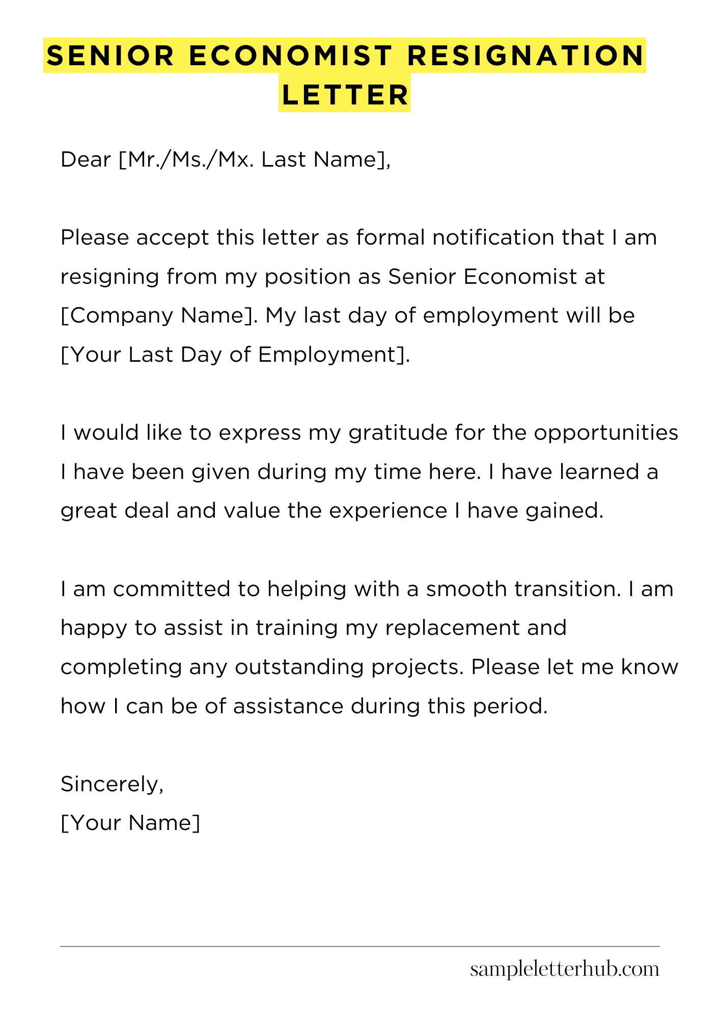Senior Economist Resignation Letter