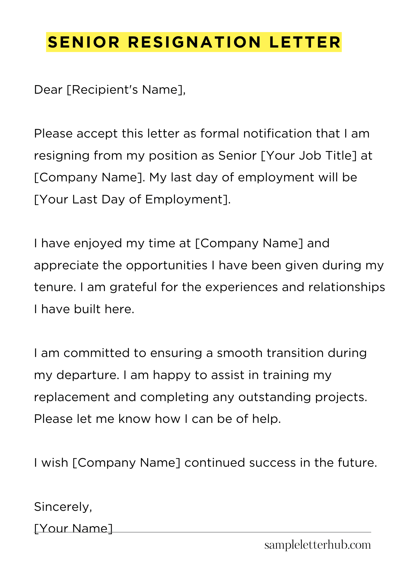 Senior Resignation Letter