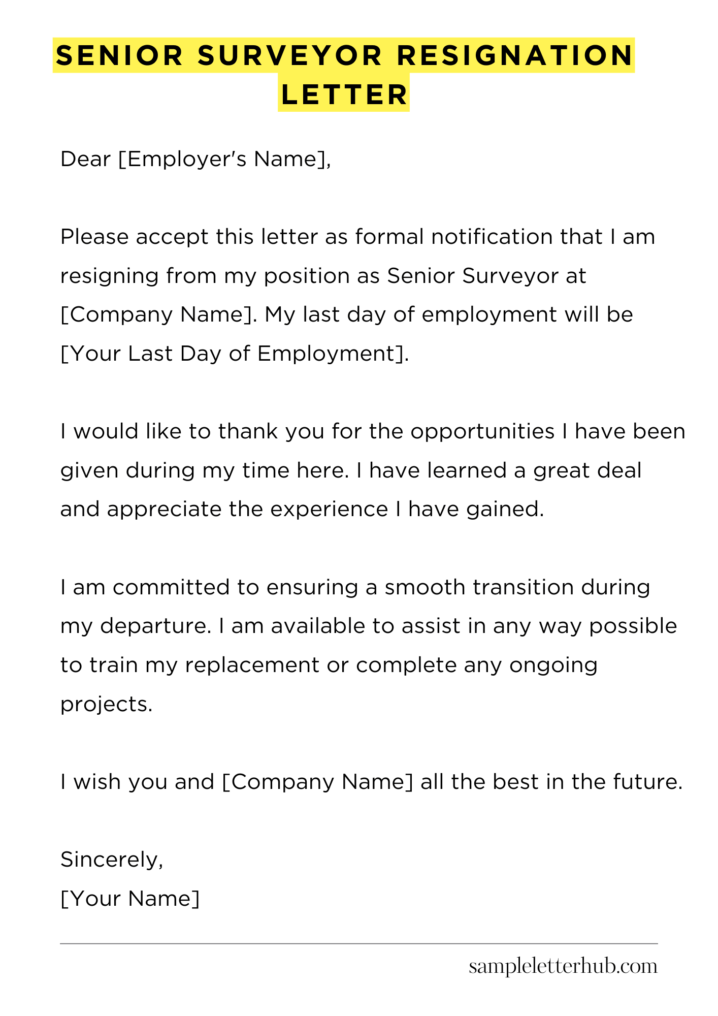 Senior Surveyor Resignation Letter