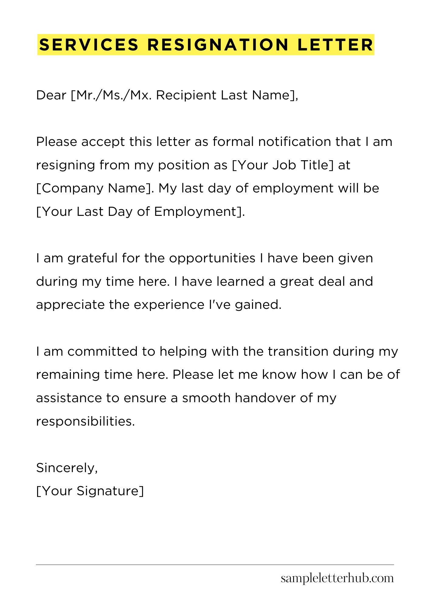 Services Resignation Letter