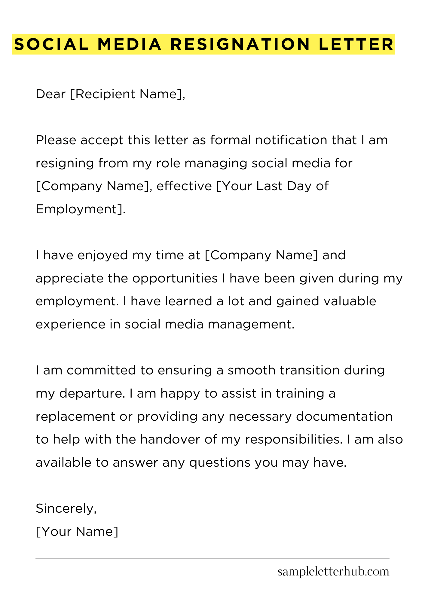 Social Media Resignation Letter