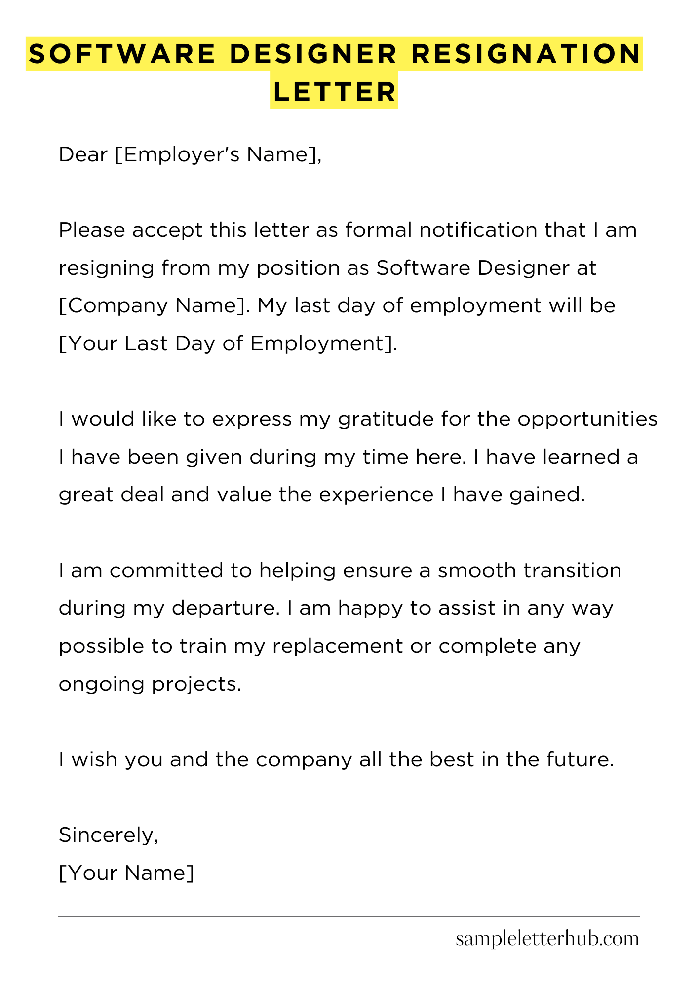 Software Designer Resignation Letter