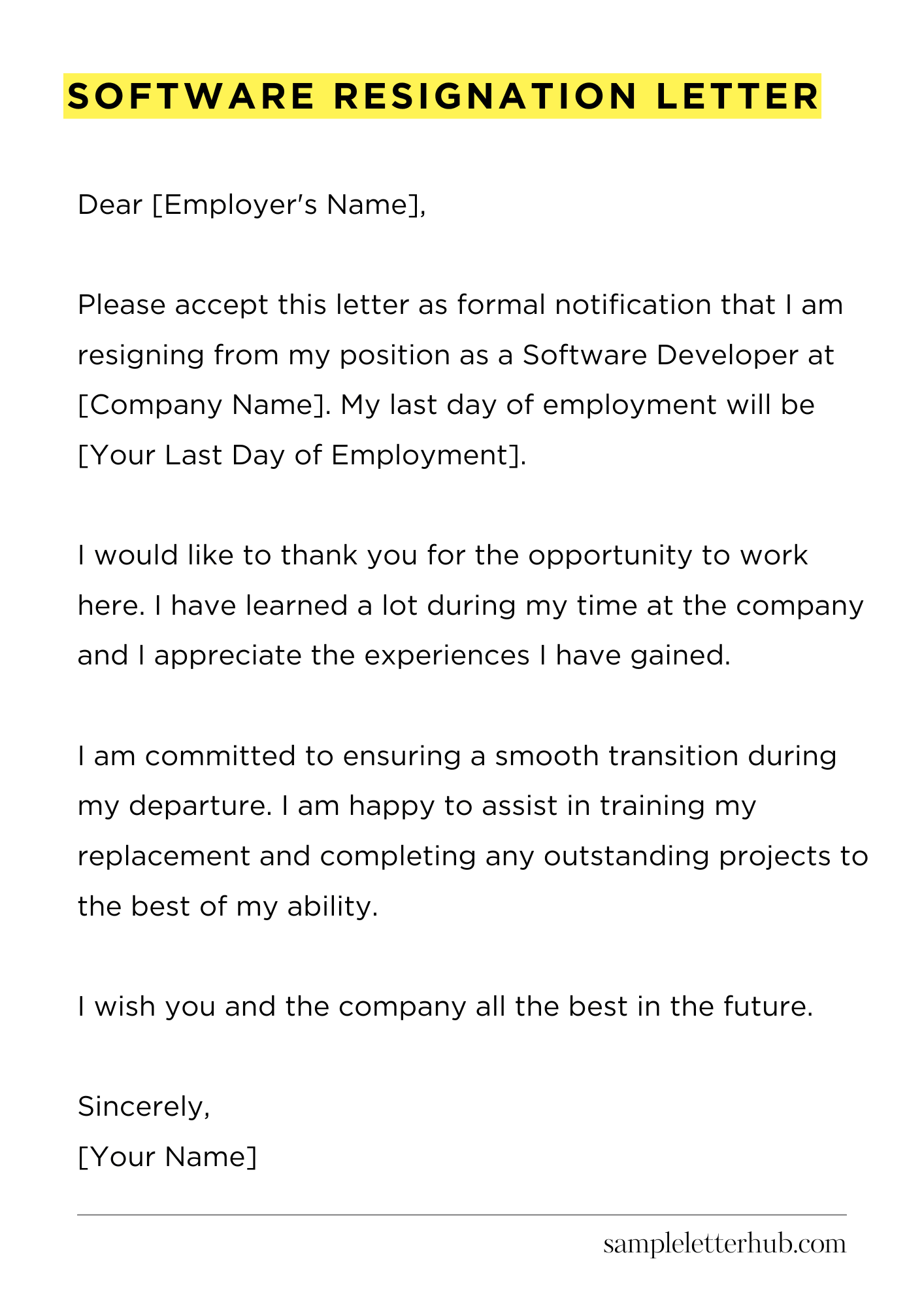 Software Resignation Letter