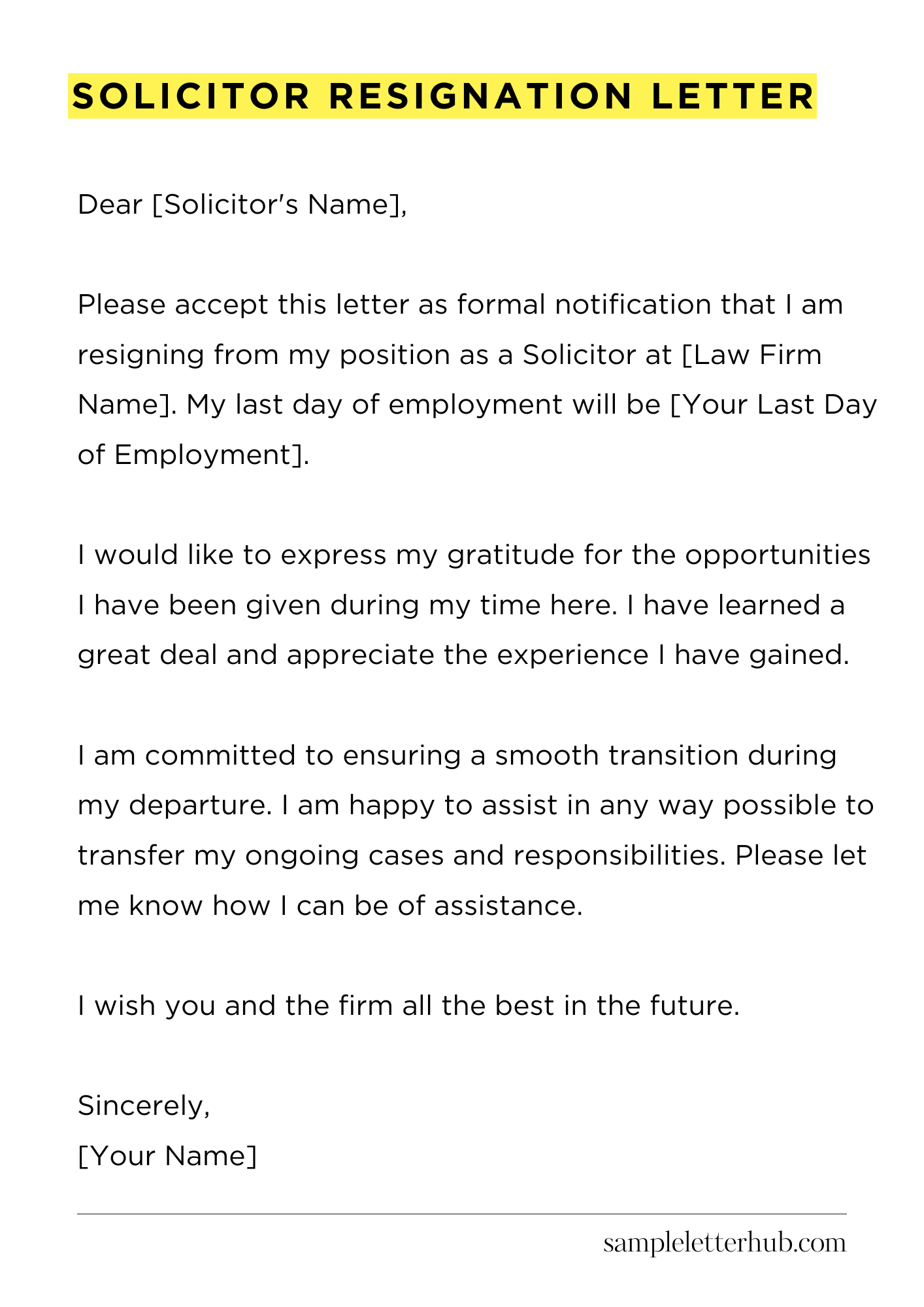 Solicitor Resignation Letter