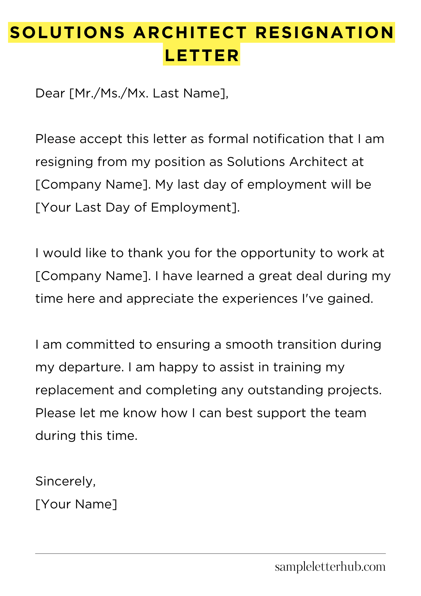 Solutions Architect Resignation Letter