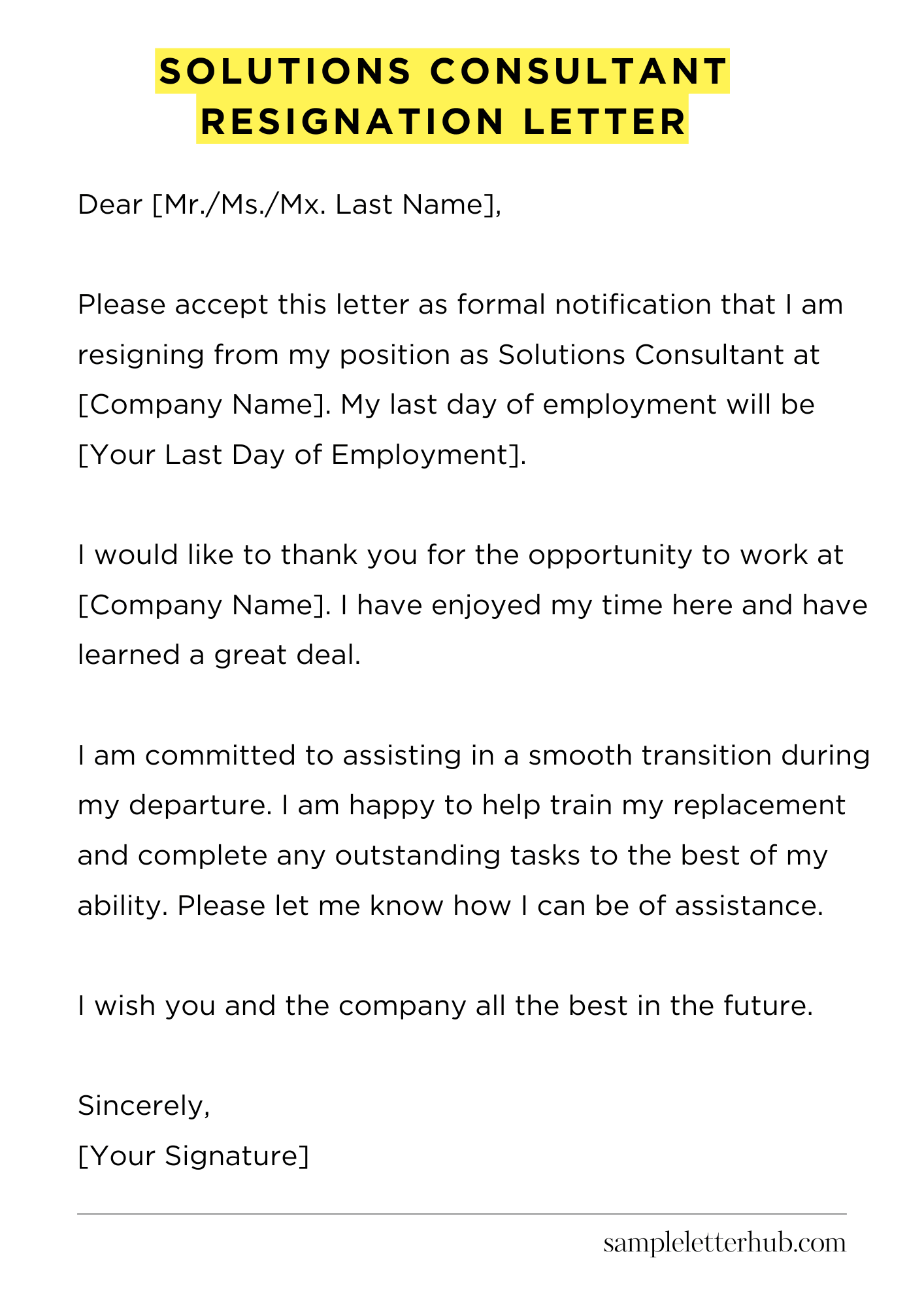 Solutions Consultant Resignation Letter