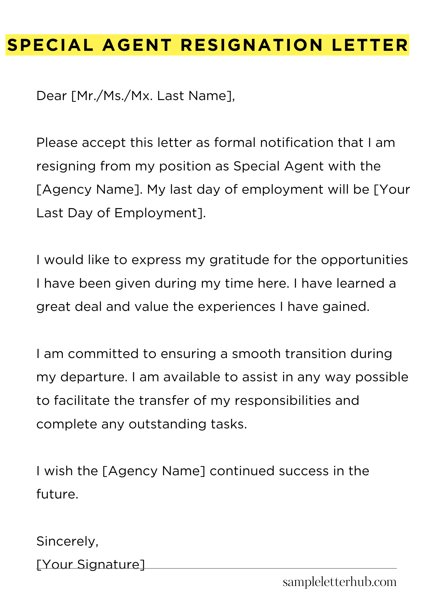 Special Agent Resignation Letter
