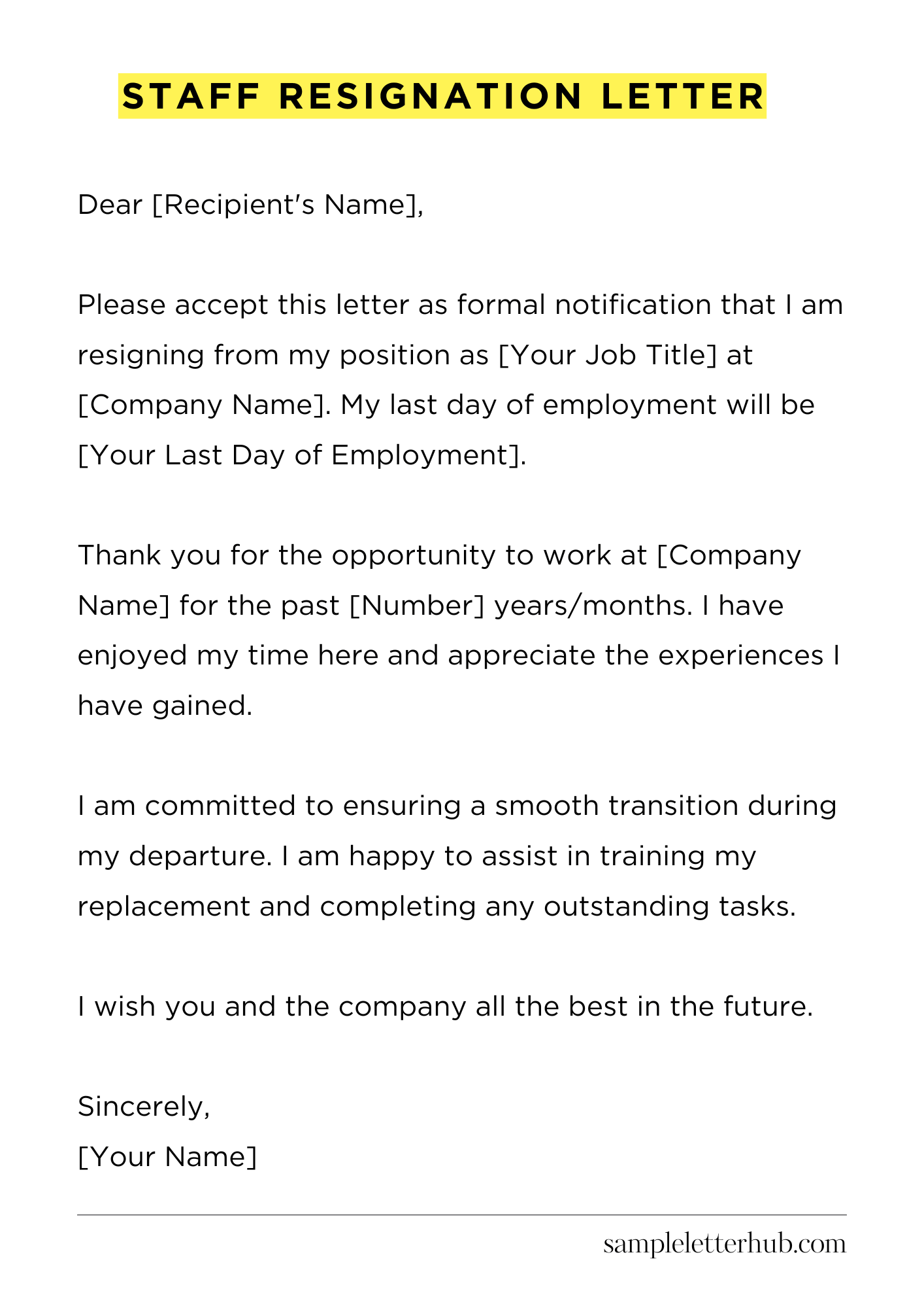 Staff Resignation Letter