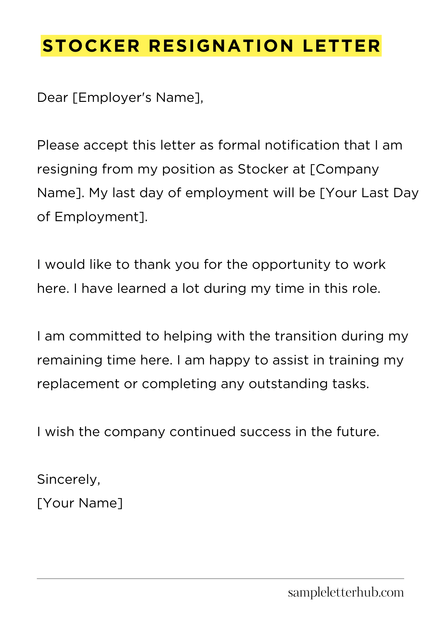 Stocker Resignation Letter