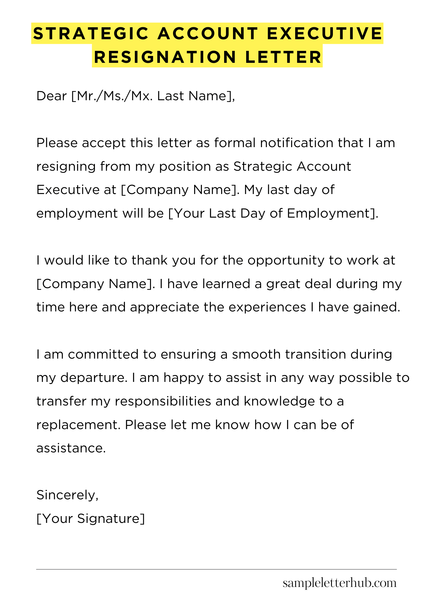 Strategic Account Executive Resignation Letter