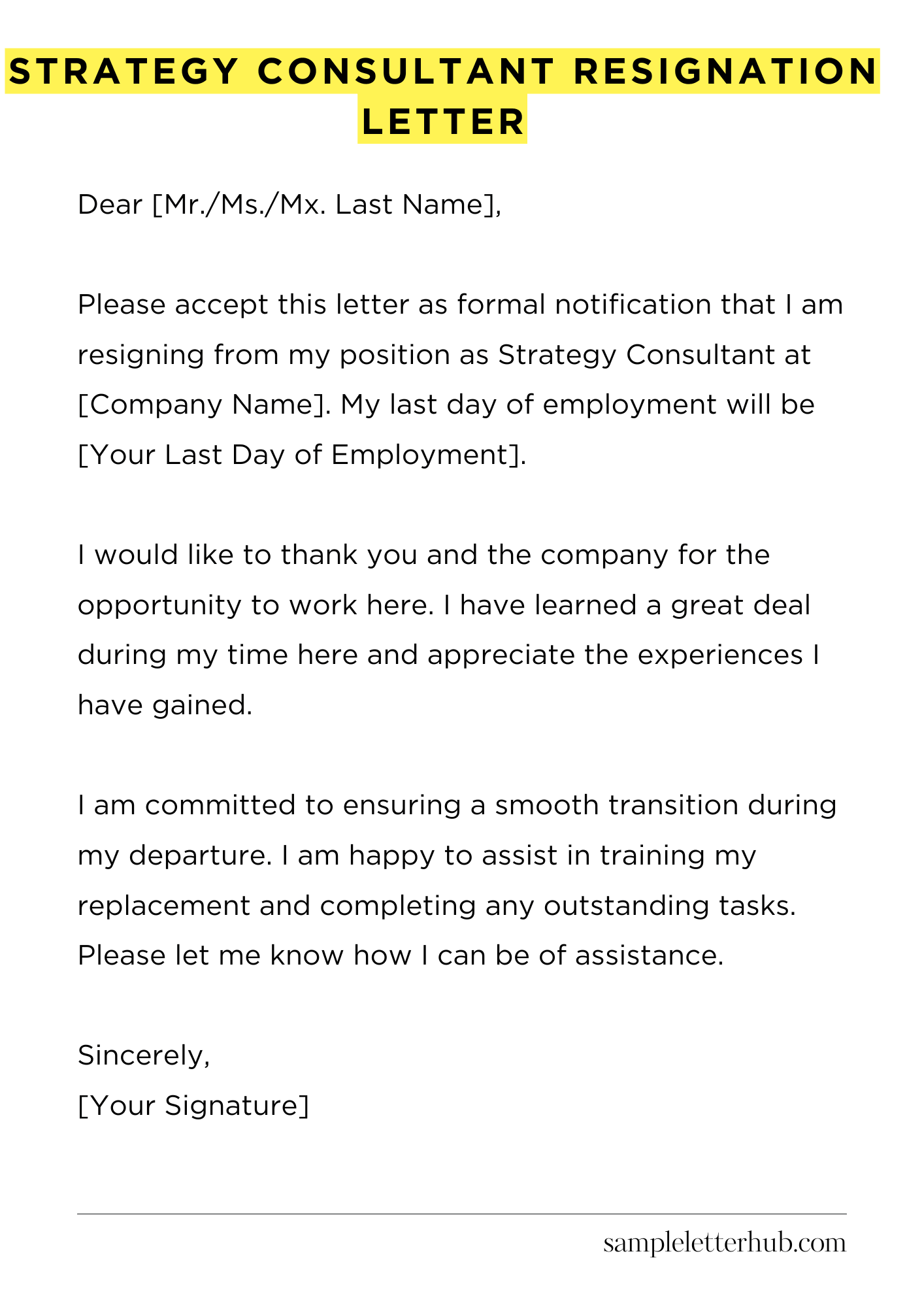 Strategy Consultant Resignation Letter