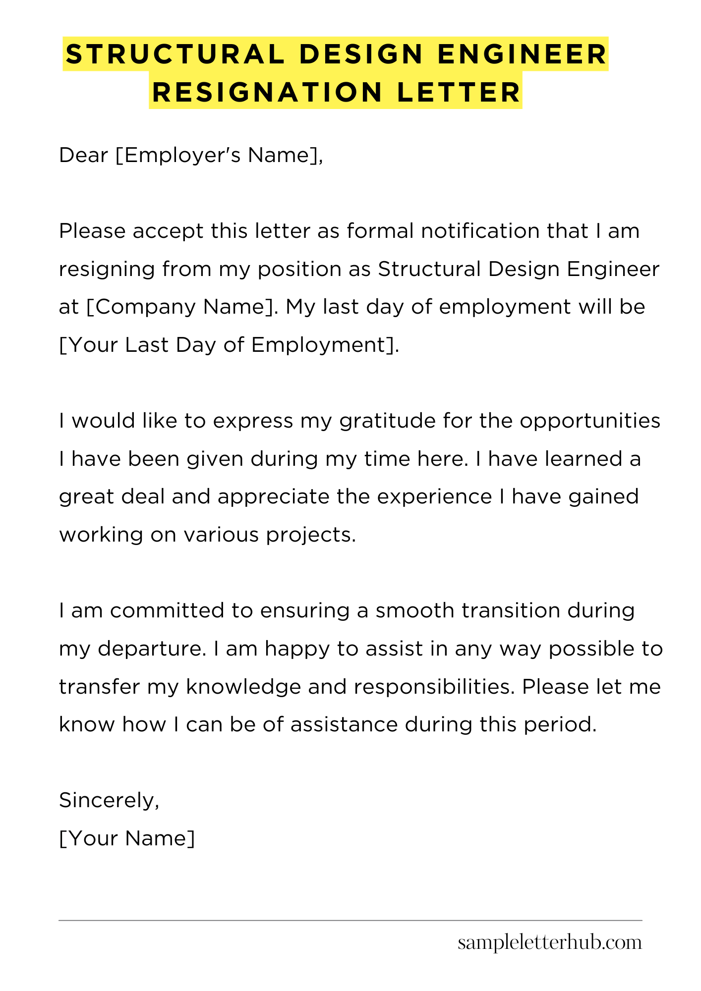Structural Design Engineer Resignation Letter