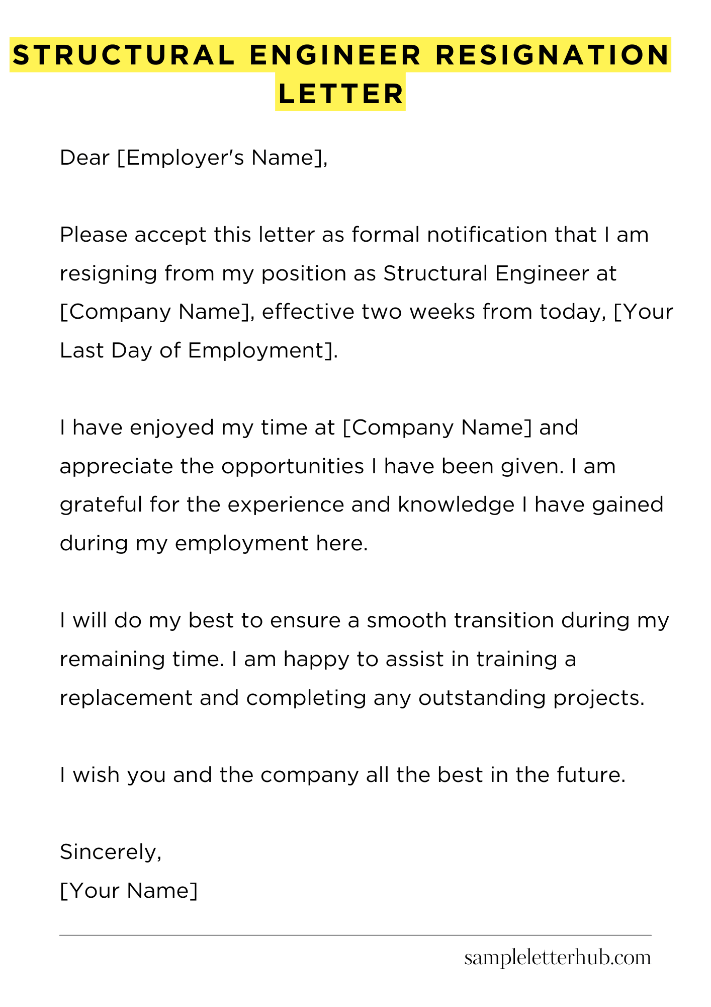 Structural Engineer Resignation Letter