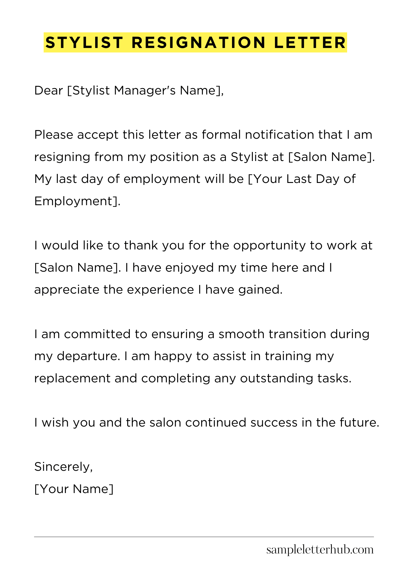 Stylist Resignation Letter