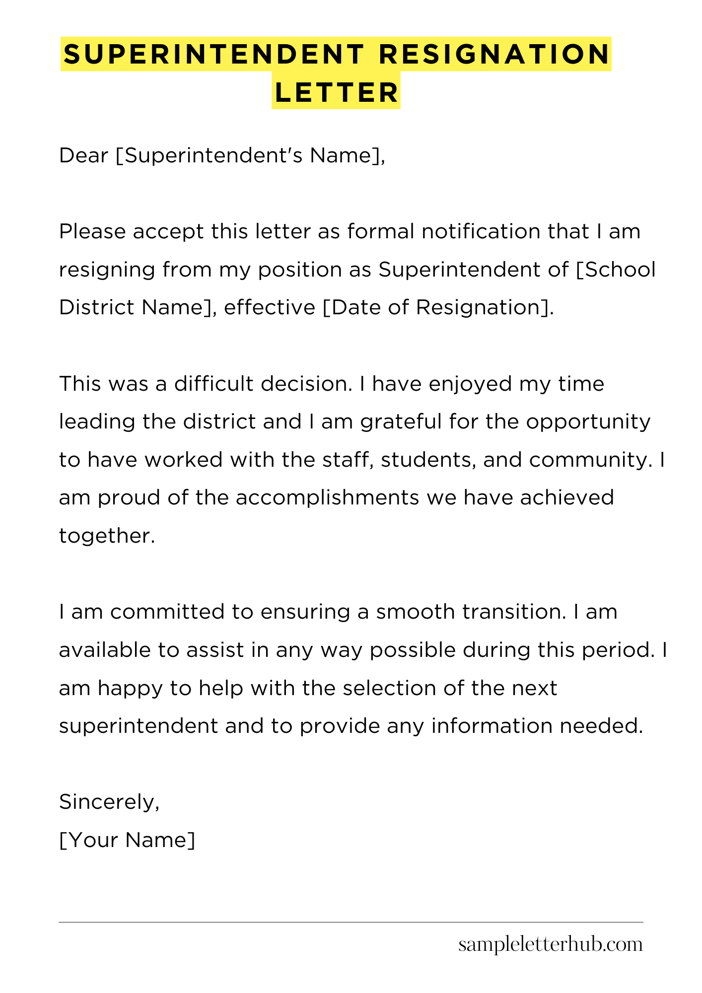 Superintendent Resignation Letter