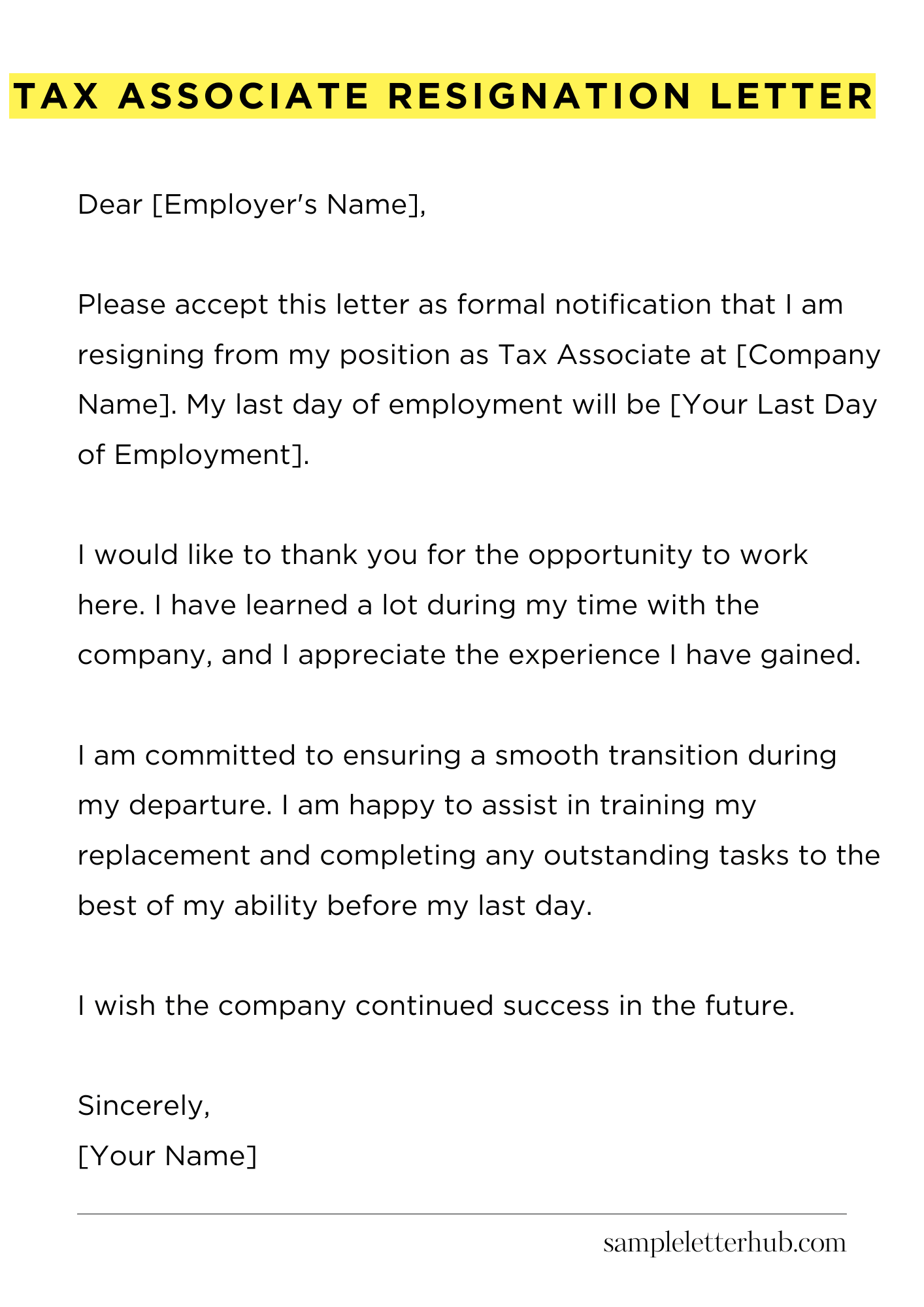 Tax Associate Resignation Letter