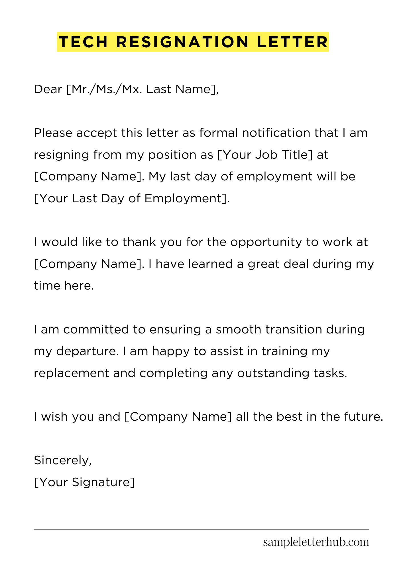 Tech Resignation Letter