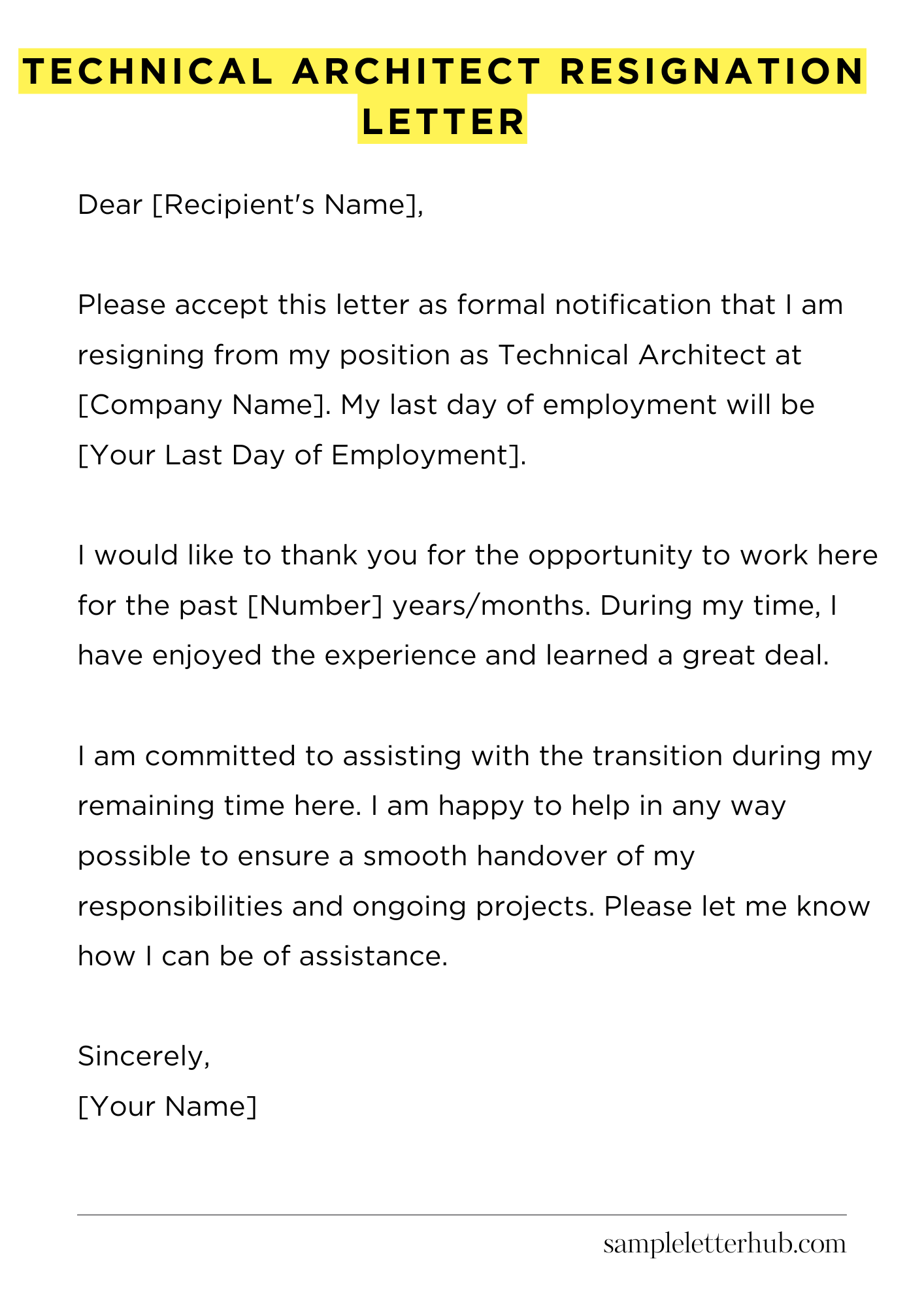 Technical Architect Resignation Letter