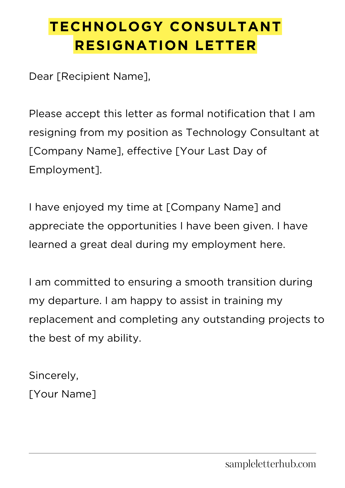 Technology Consultant Resignation Letter