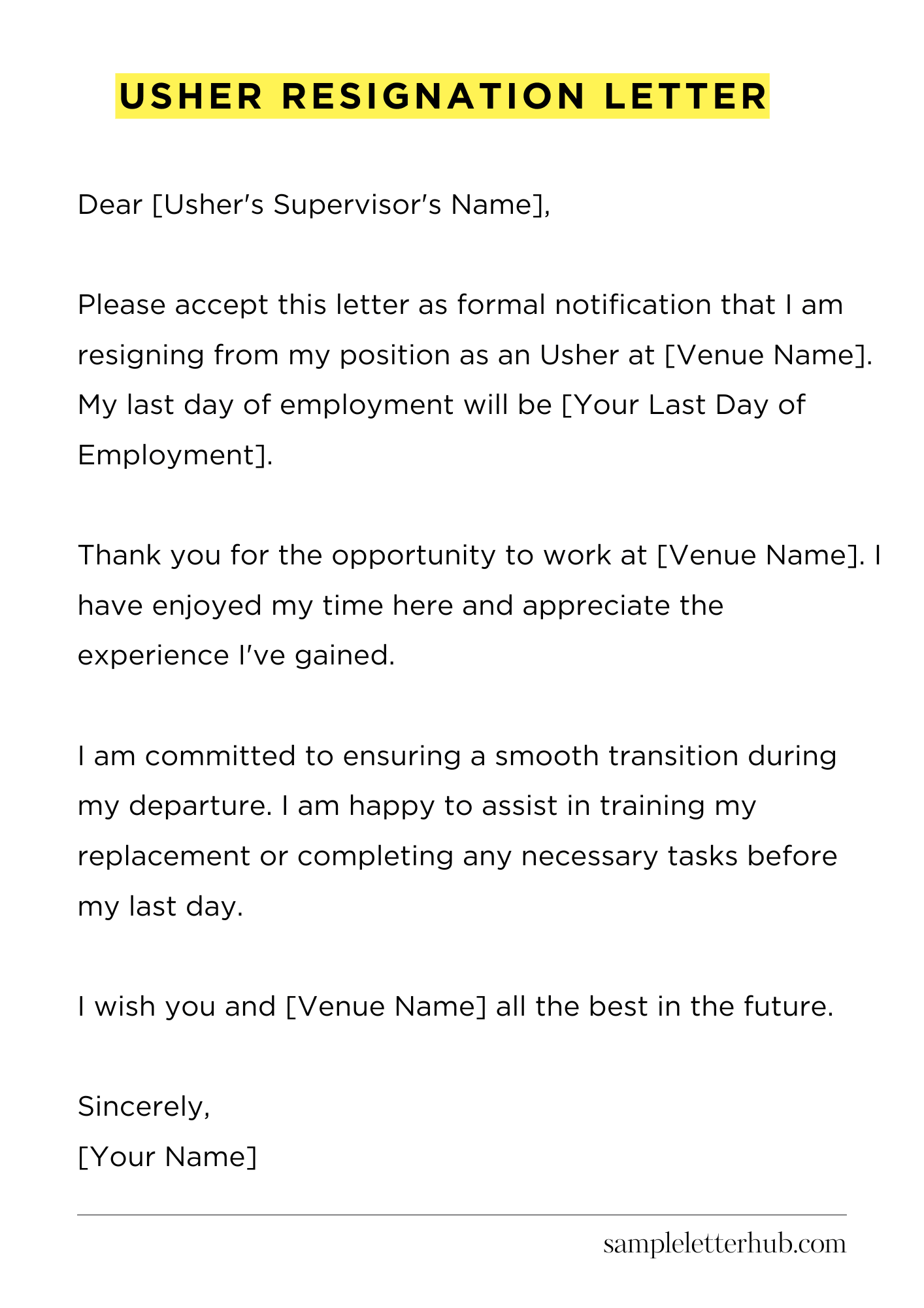 Usher Resignation Letter