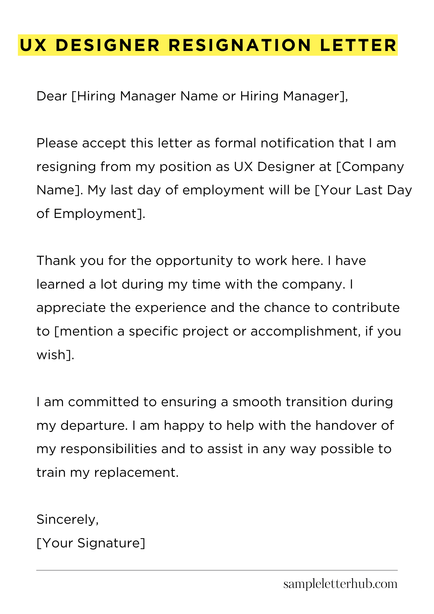 Ux Designer Resignation Letter