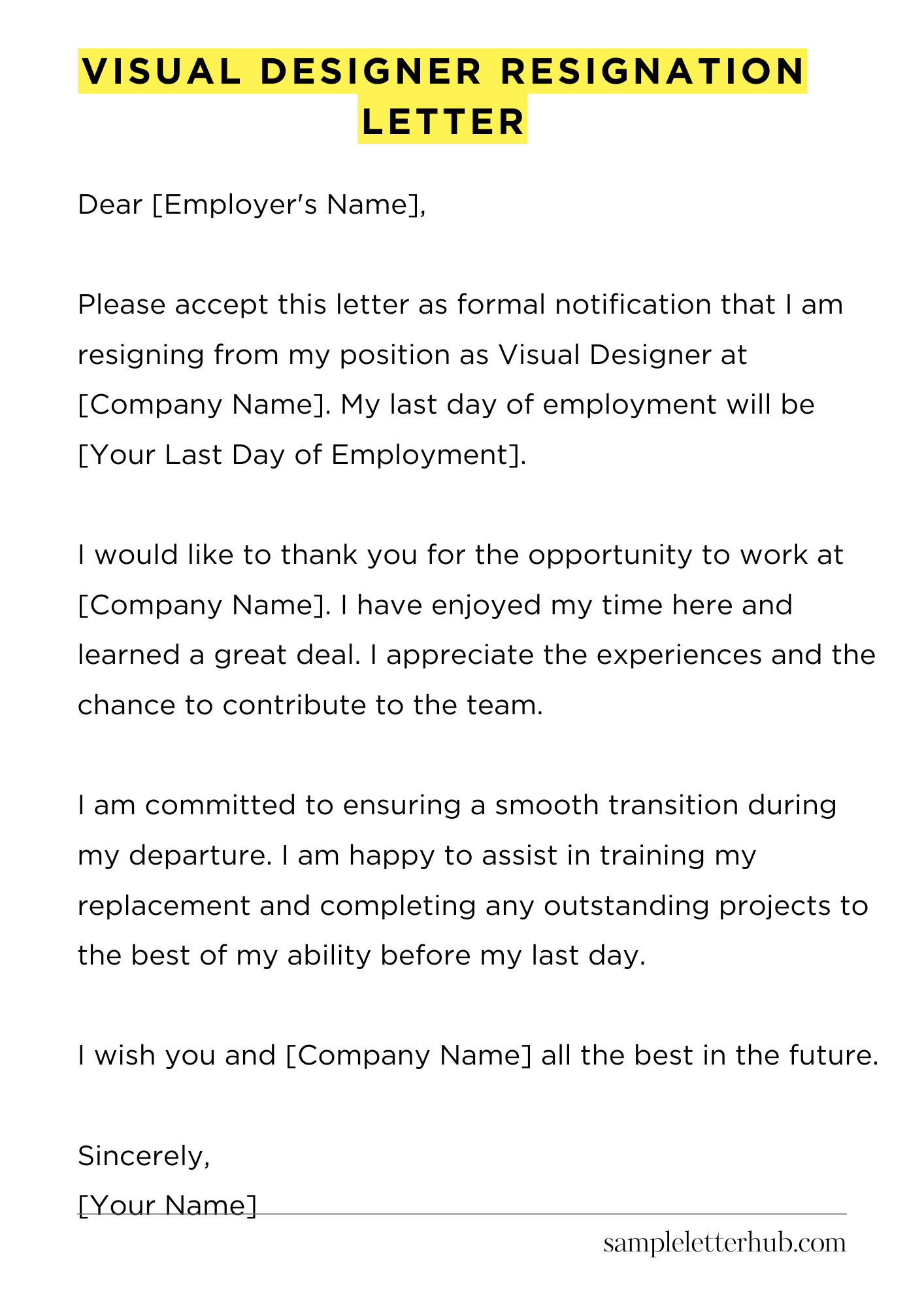 Visual Designer Resignation Letter