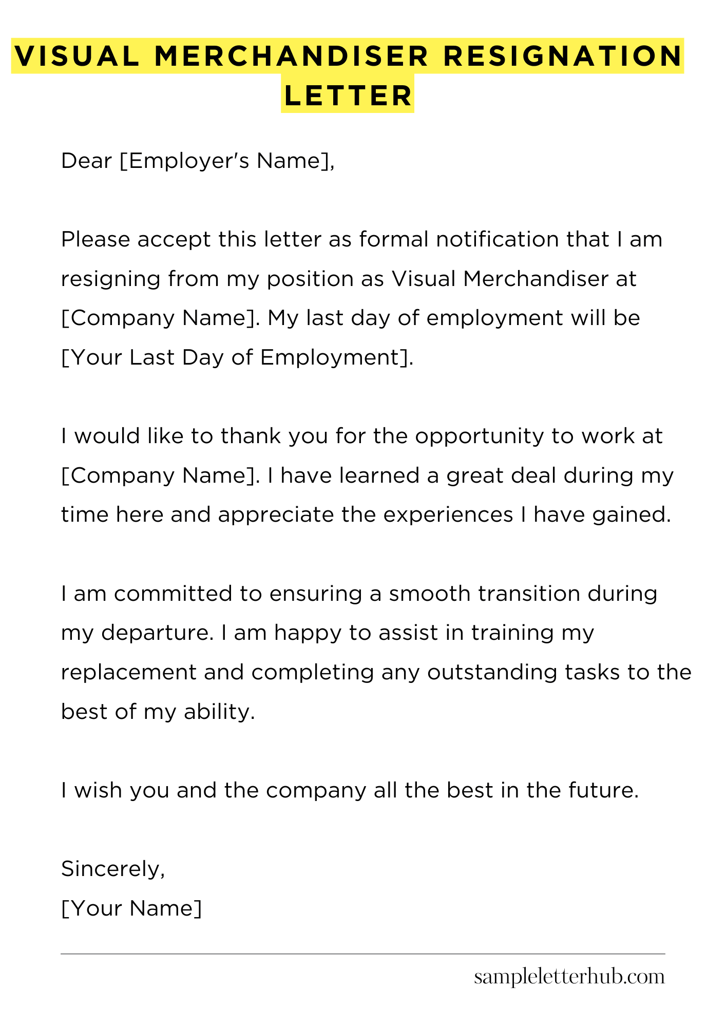 Visual Merchandiser Resignation Letter