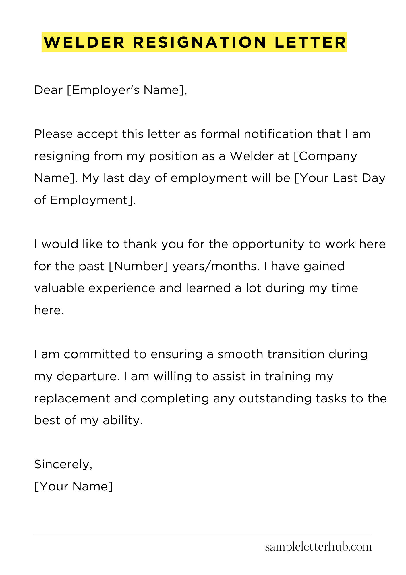 Welder Resignation Letter