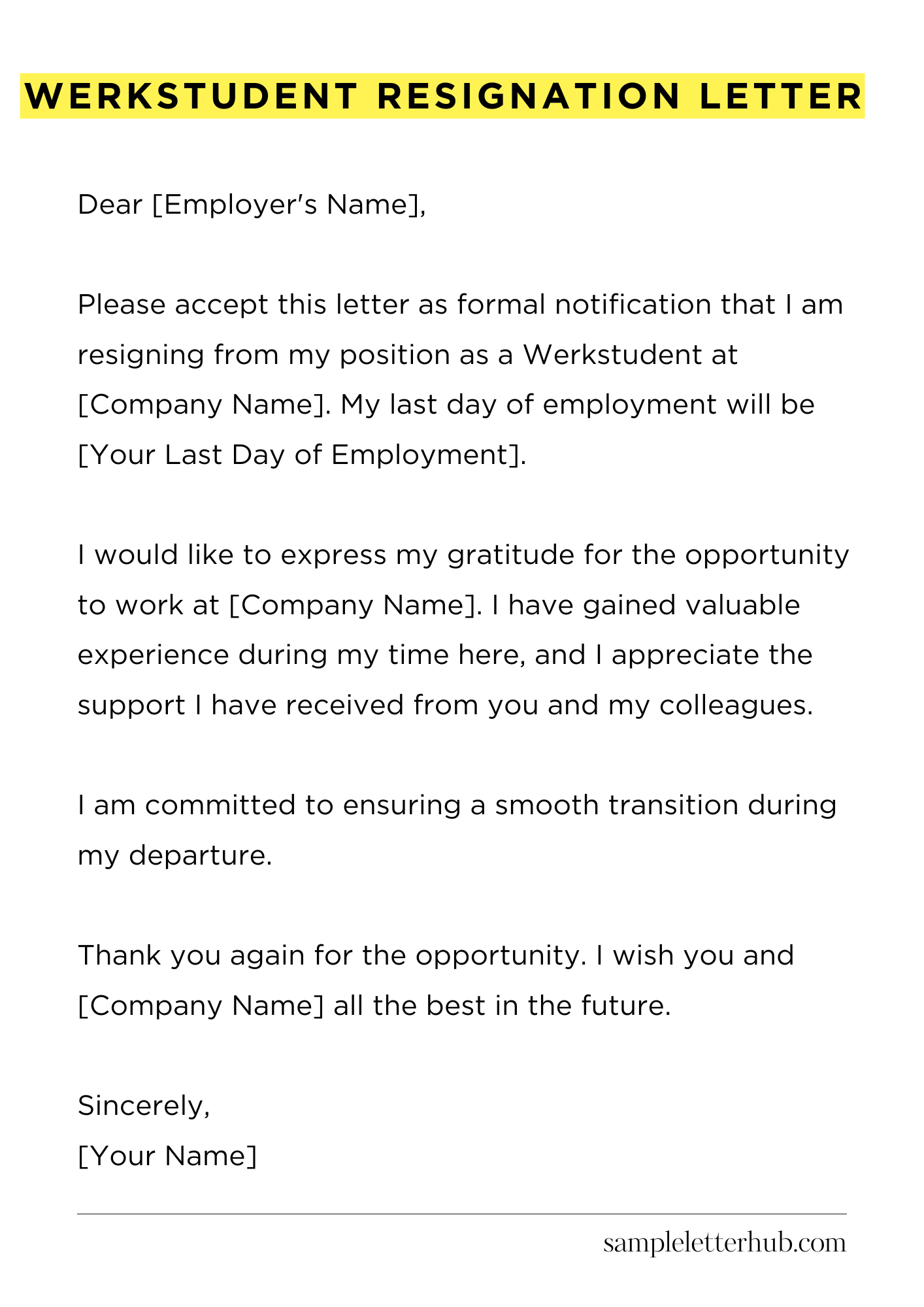 Werkstudent Resignation Letter