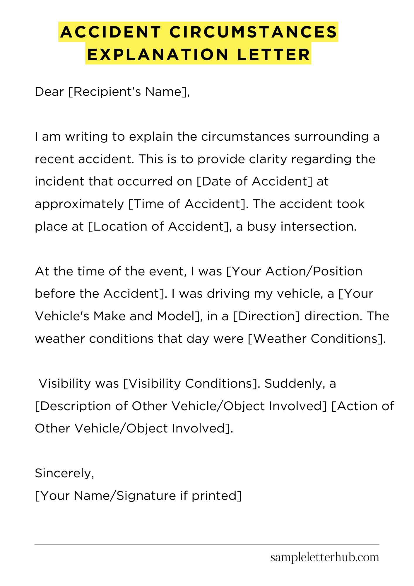 Accident Circumstances Explanation Letter