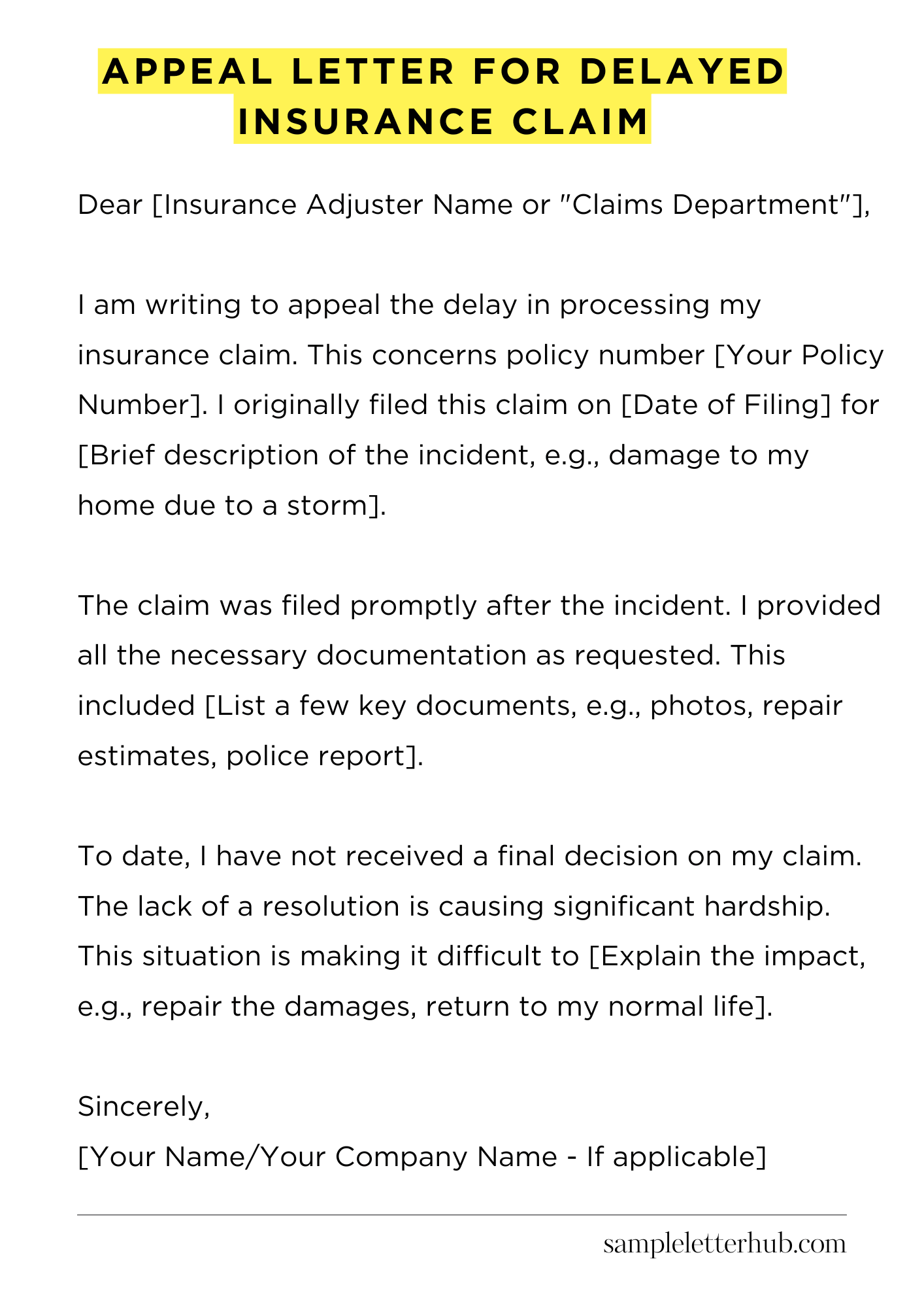 Appeal Letter for Delayed Insurance Claim