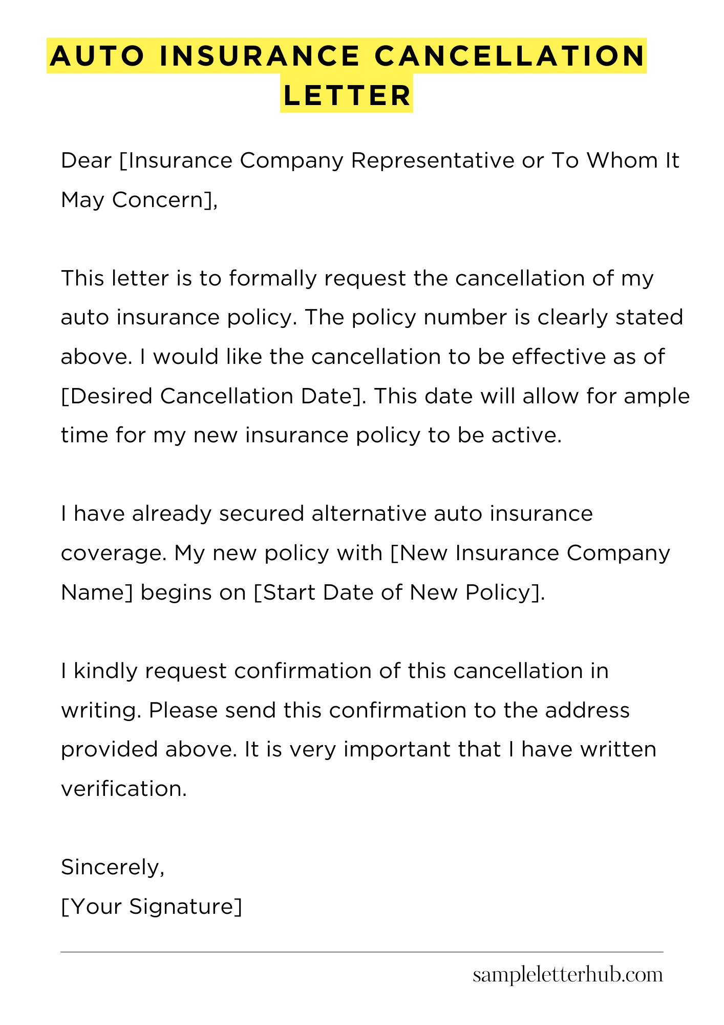 Auto Insurance Cancellation Letter