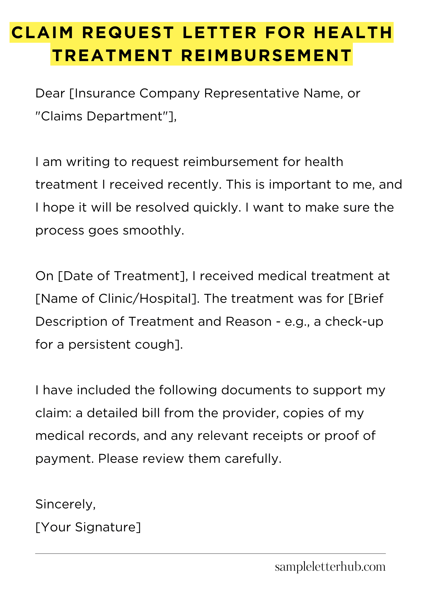 Claim Request Letter for Health Treatment Reimbursement